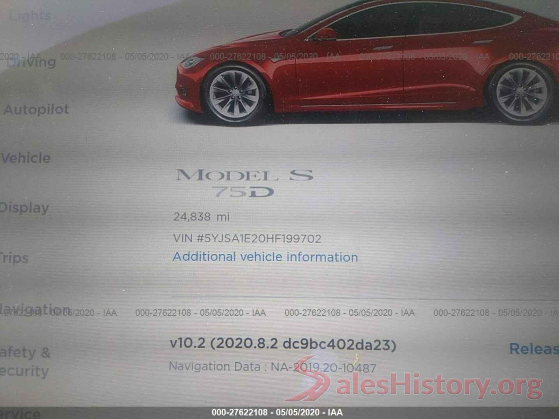 5YJSA1E20HF199702 2017 TESLA MODEL S