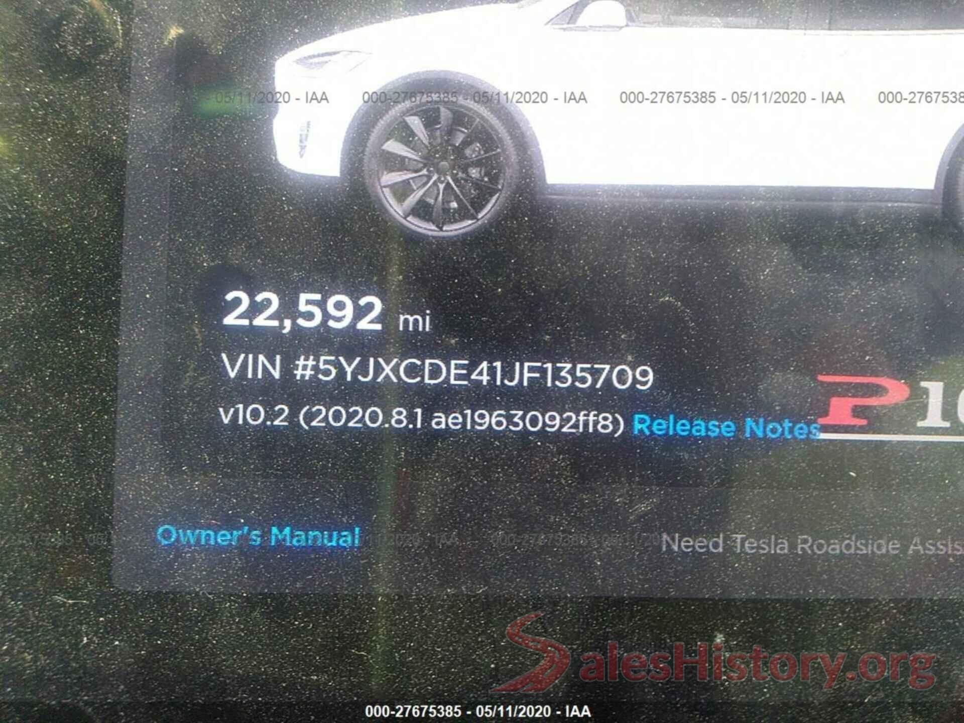 5YJXCDE41JF135709 2018 TESLA MODEL X