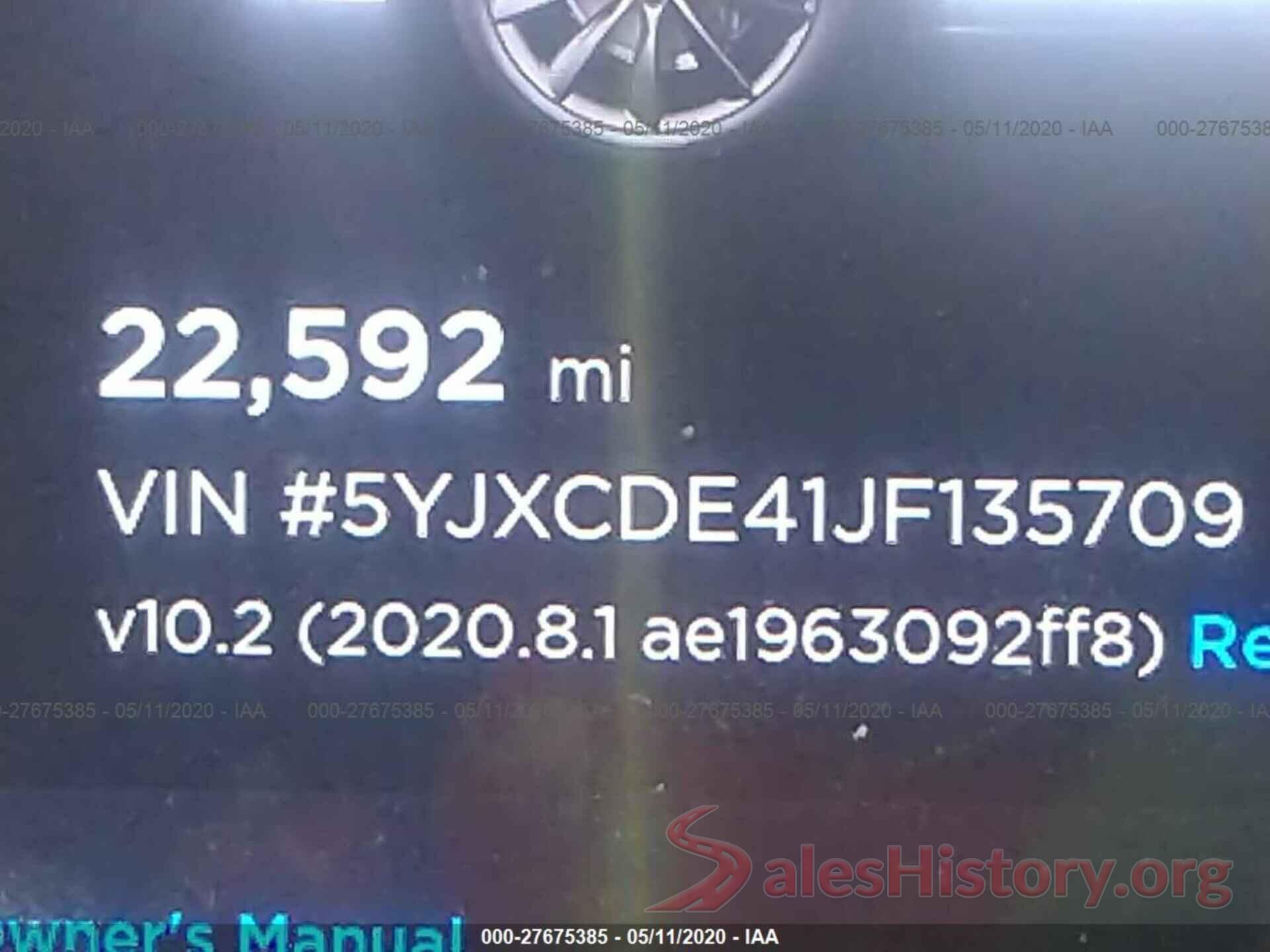 5YJXCDE41JF135709 2018 TESLA MODEL X