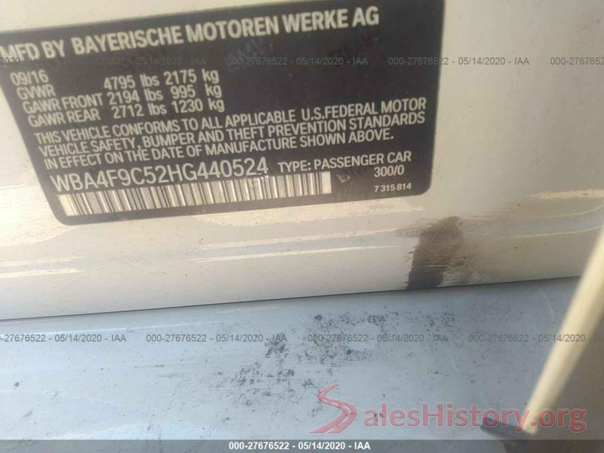 WBA4F9C52HG440524 2017 BMW 4 SERIES