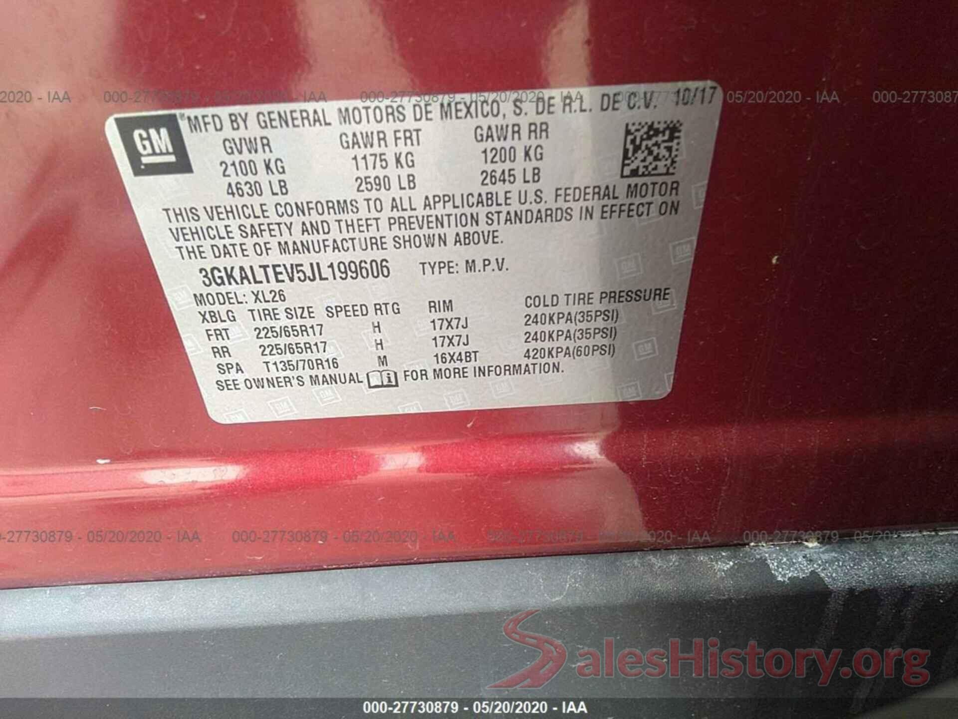 3GKALTEV5JL199606 2018 GMC TERRAIN