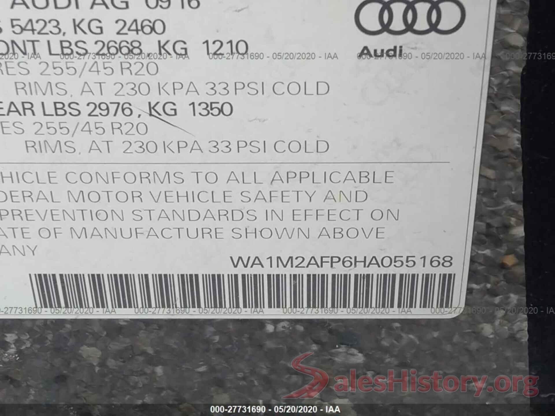 WA1M2AFP6HA055168 2017 AUDI Q5