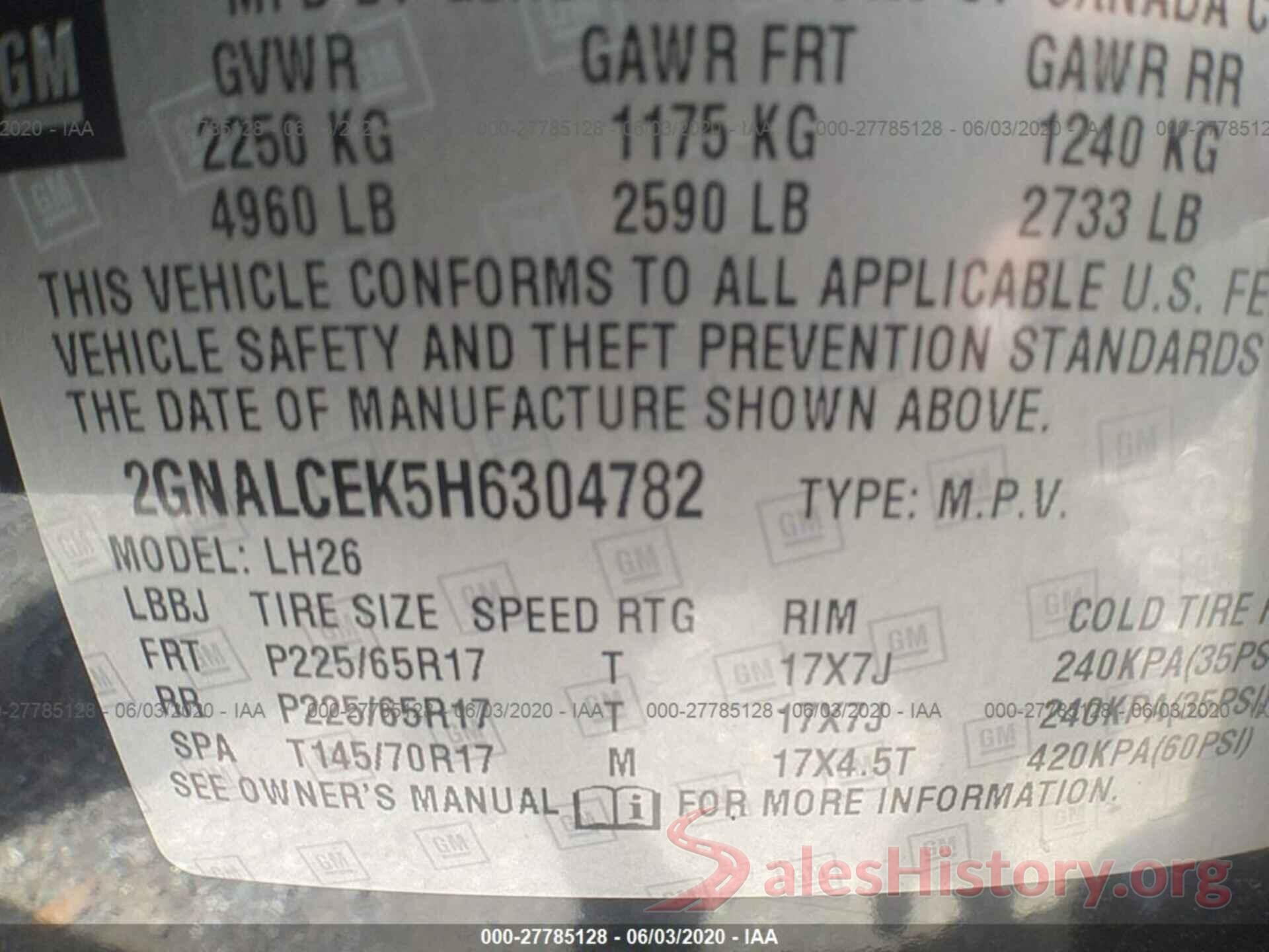 2GNALCEK5H6304782 2017 Chevrolet Equinox