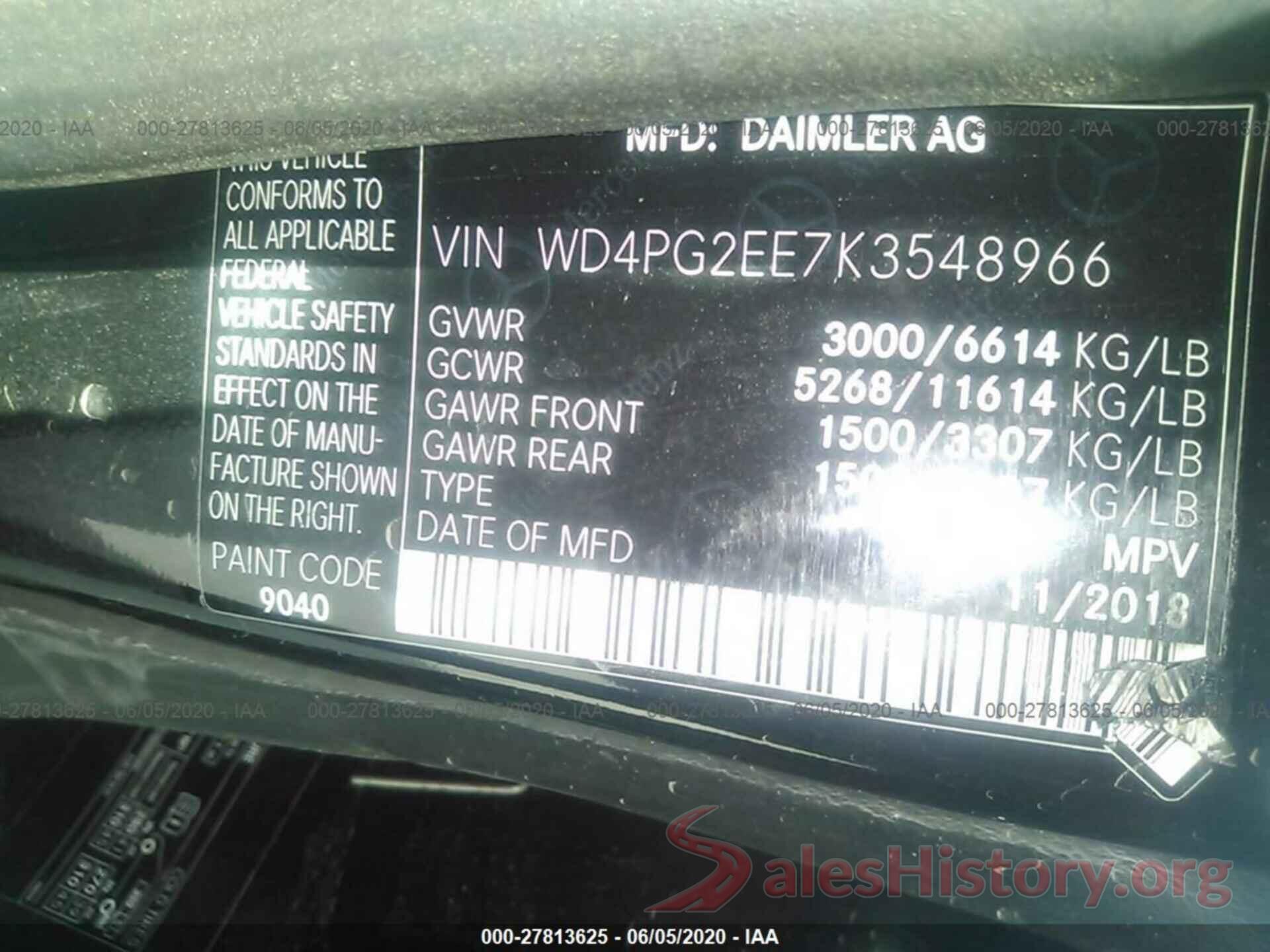 WD4PG2EE7K3548966 2019 MERCEDES-BENZ METRIS