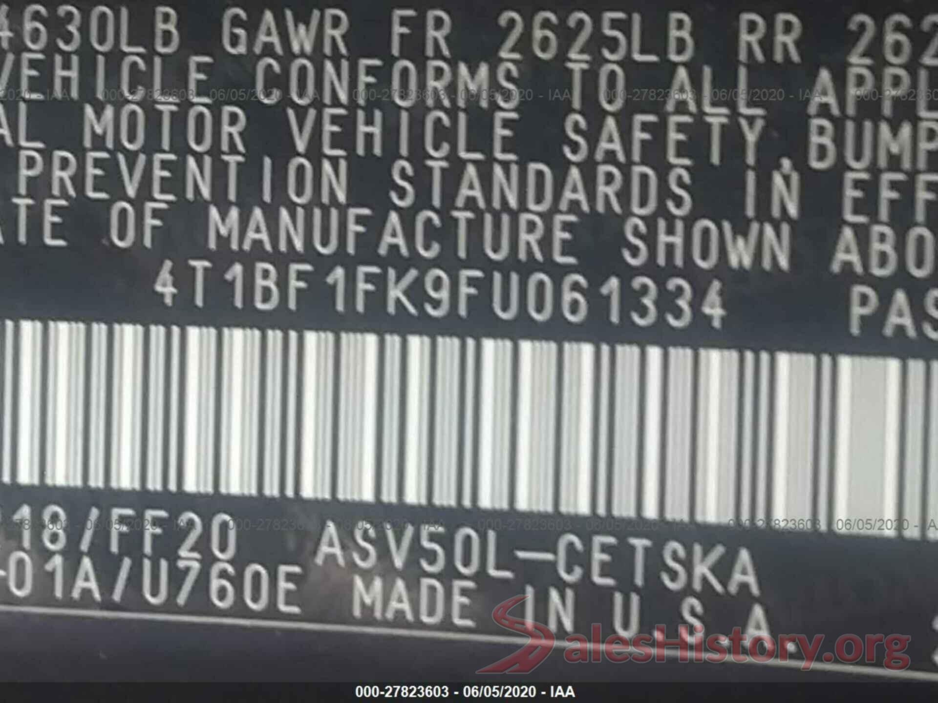 4T1BF1FK9FU061334 2015 TOYOTA CAMRY