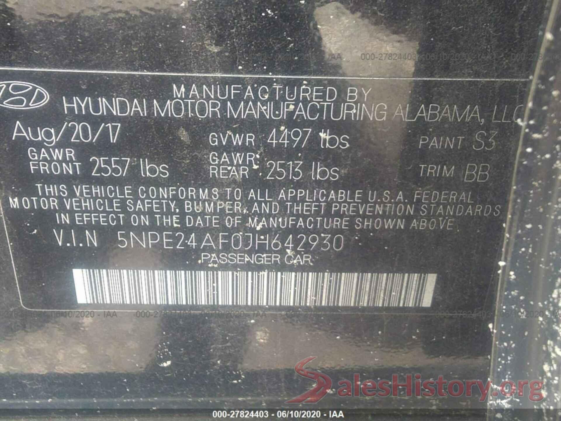 5NPE24AF0JH642930 2018 Hyundai Sonata