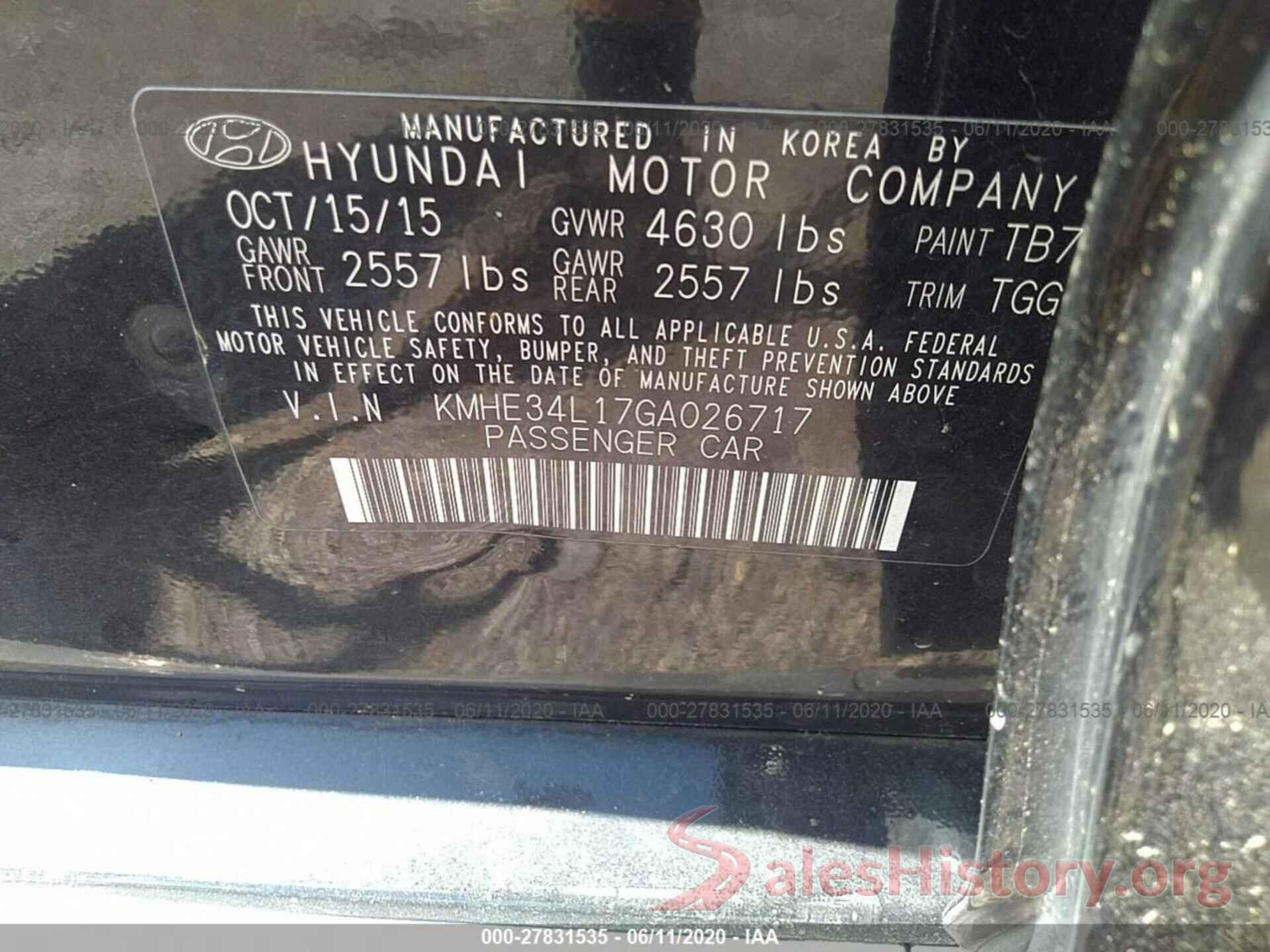 KMHE34L17GA026717 2016 Hyundai Sonata