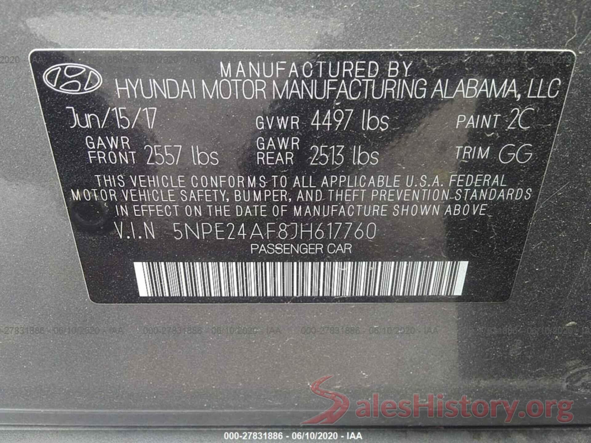 5NPE24AF8JH617760 2018 Hyundai Sonata