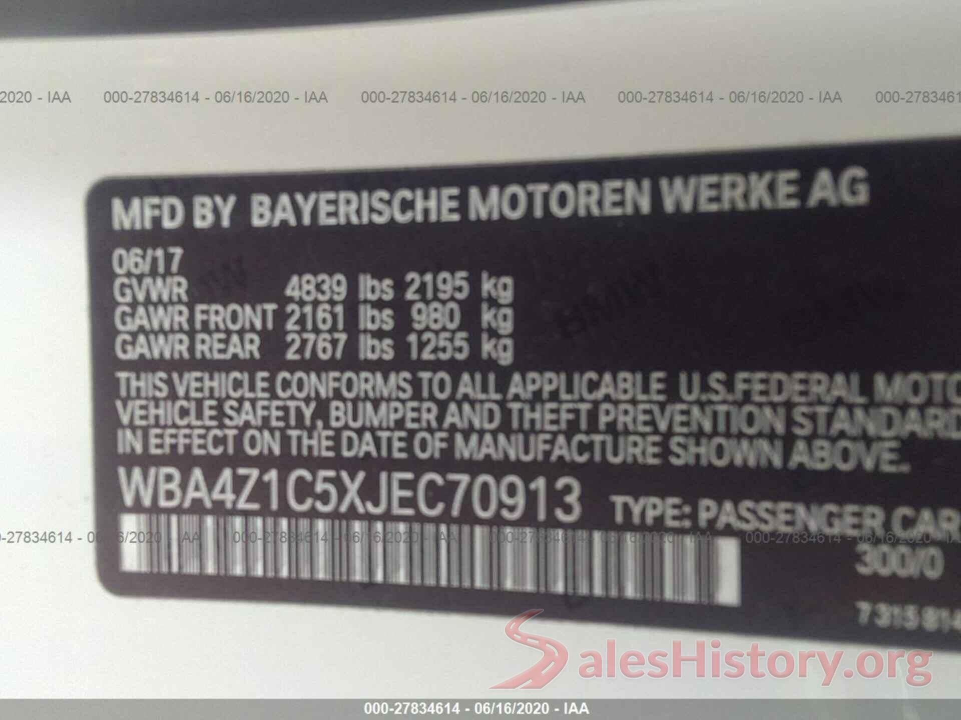 WBA4Z1C5XJEC70913 2018 BMW 4 SERIES