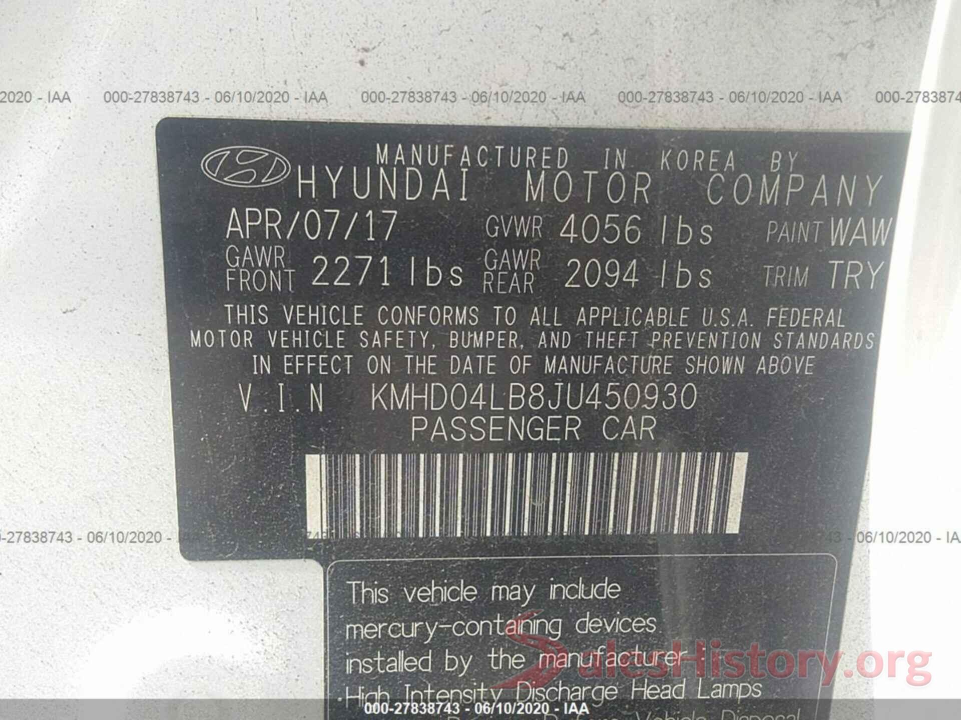 KMHD04LB8JU450930 2018 HYUNDAI ELANTRA