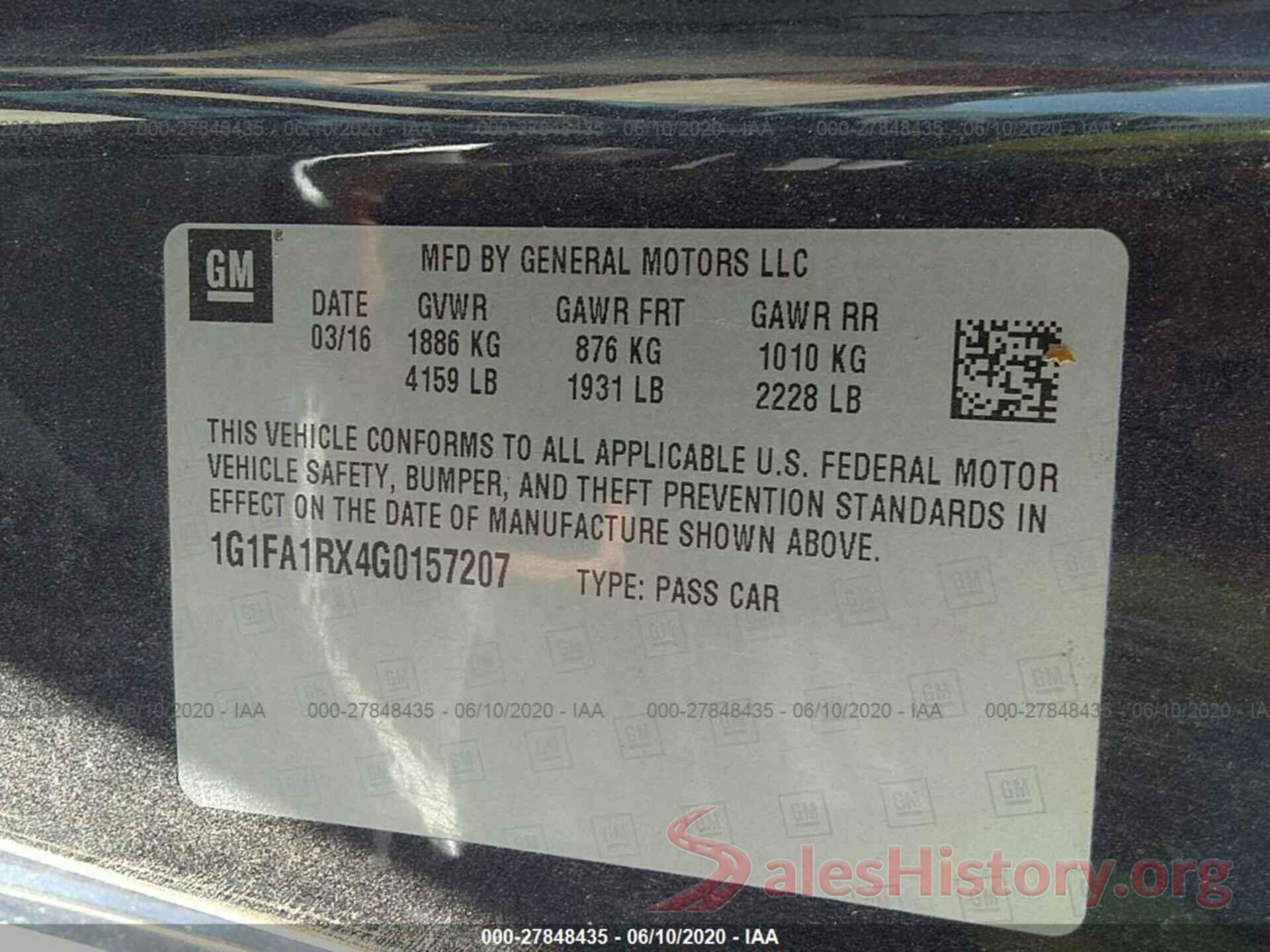 1G1FA1RX4G0157207 2016 CHEVROLET CAMARO