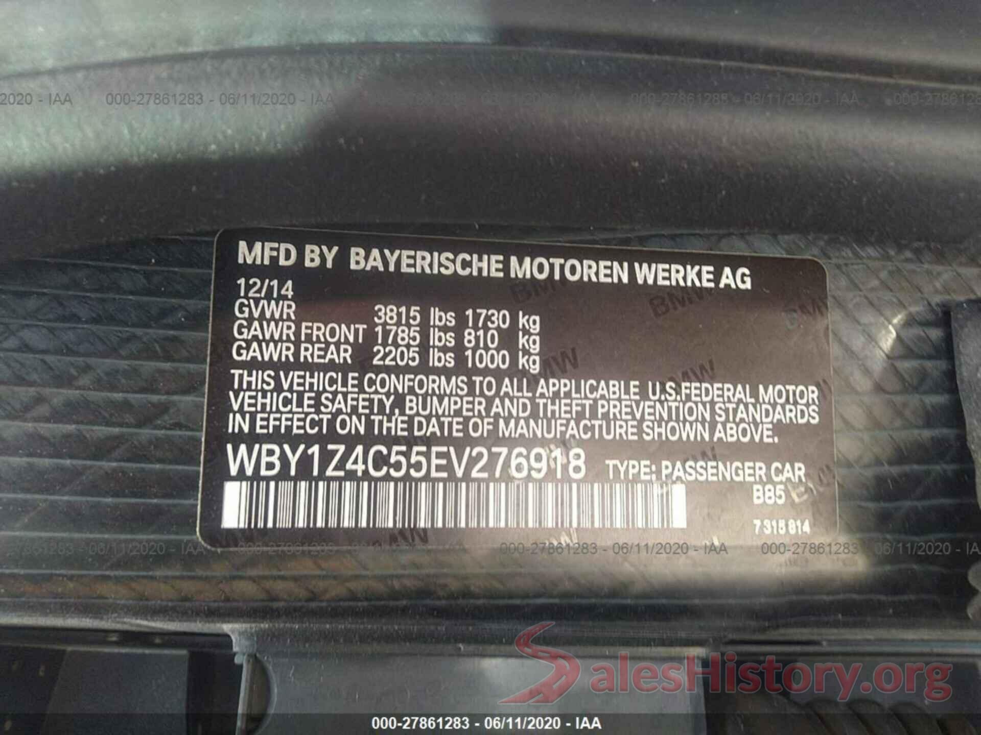 WBY1Z4C55EV276918 2014 BMW I3