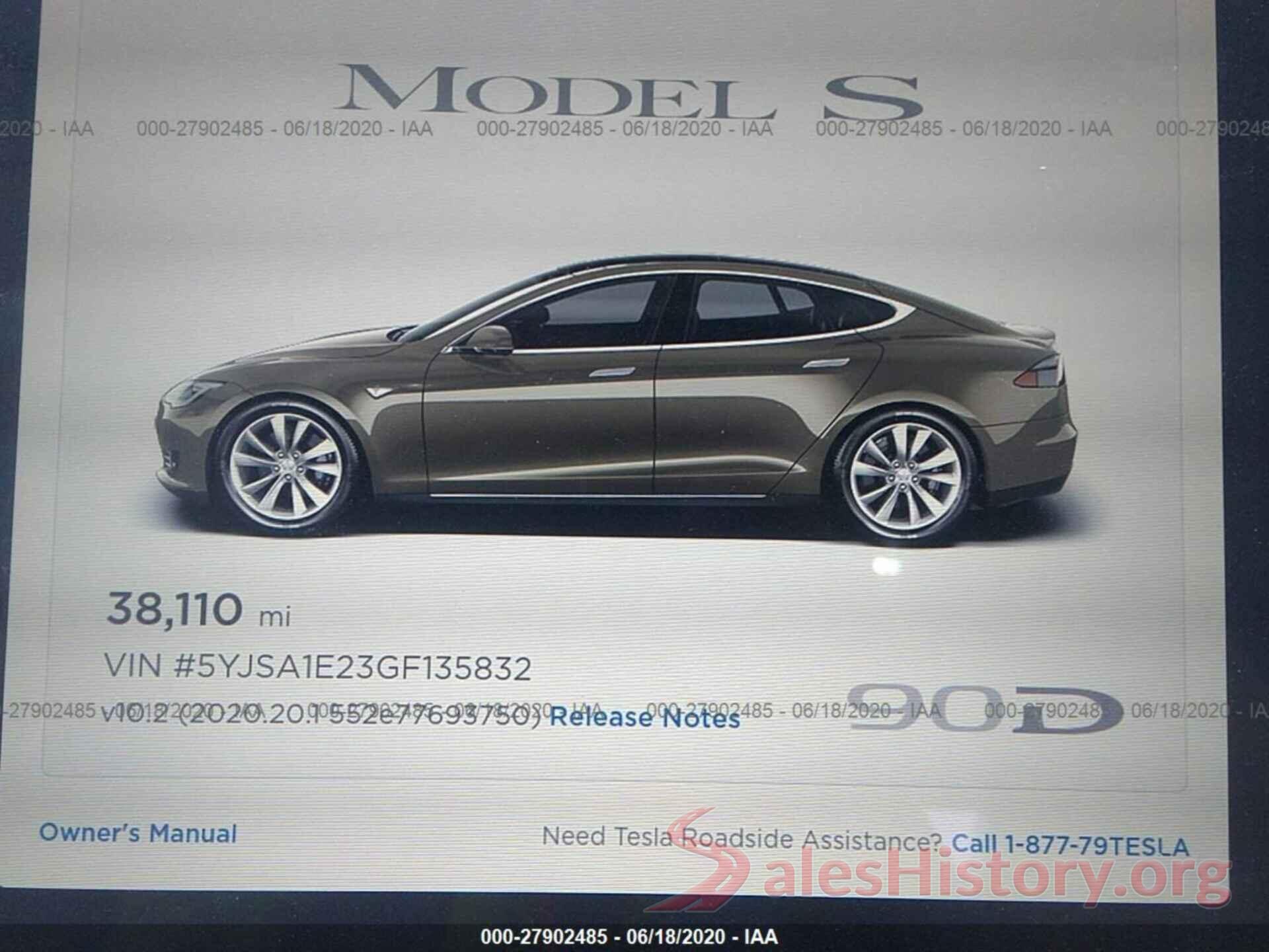 5YJSA1E23GF135832 2016 TESLA MODEL S