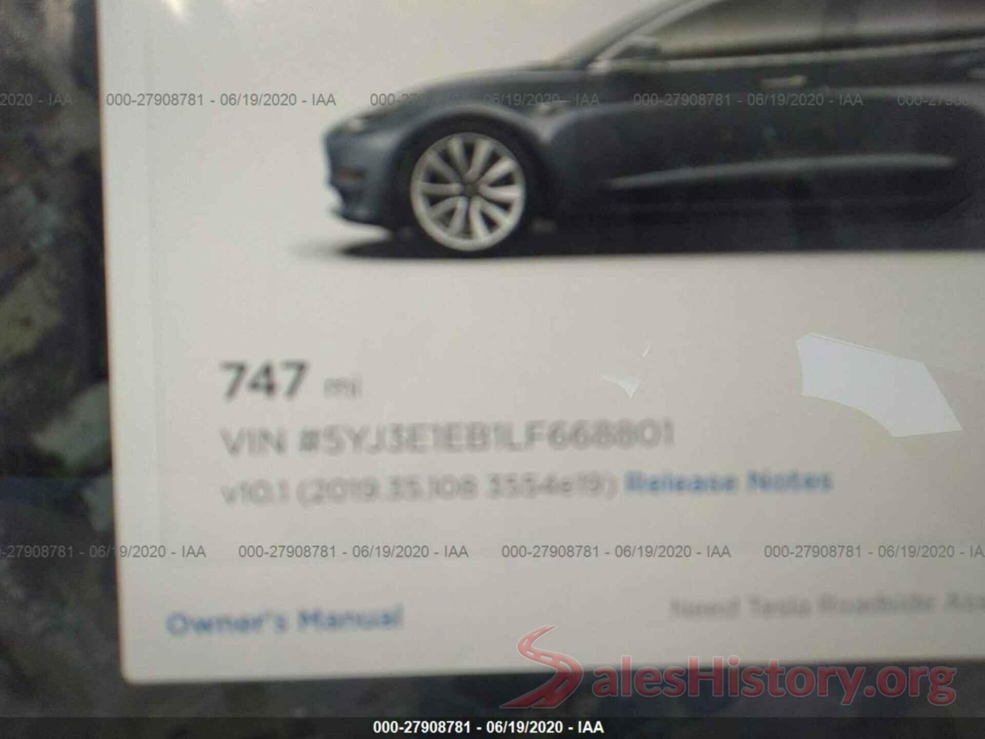 5YJ3E1EB1LF668801 2020 TESLA MODEL 3