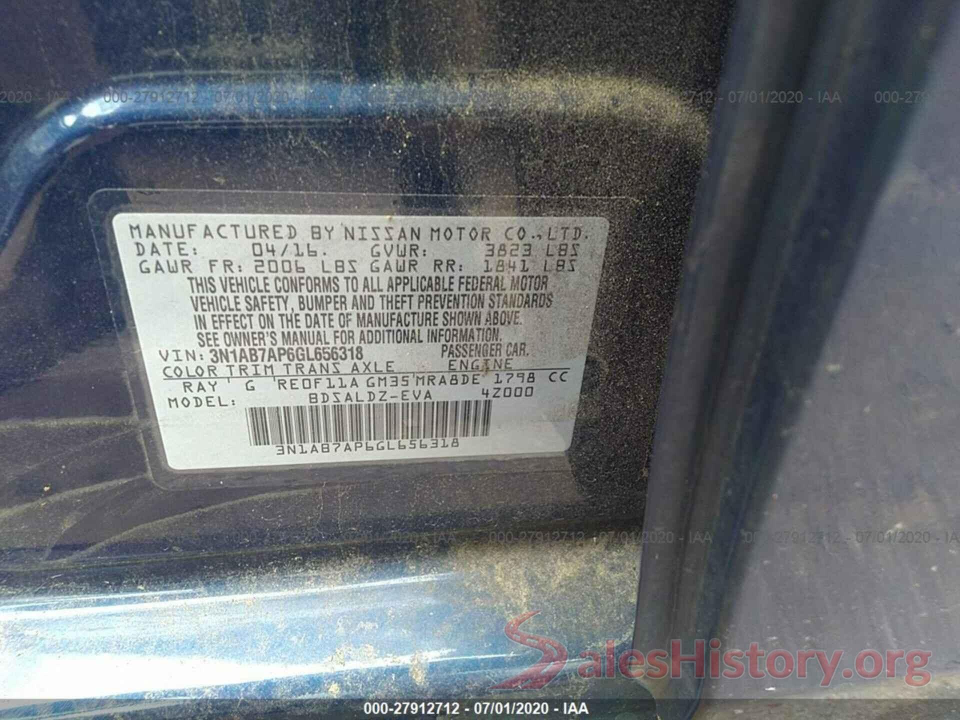 3N1AB7AP6GL656318 2016 Nissan Sentra