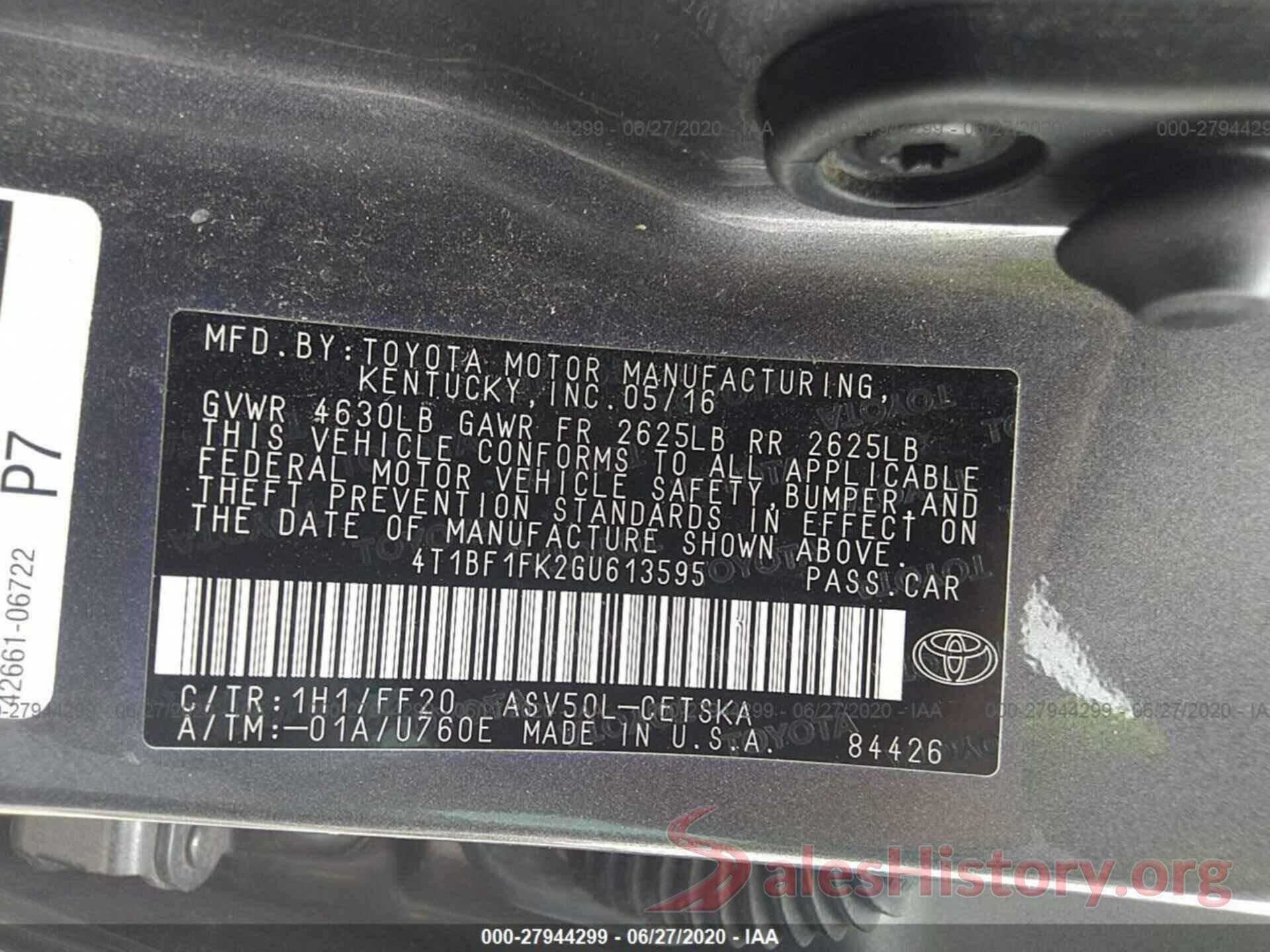 4T1BF1FK2GU613595 2016 Toyota Camry