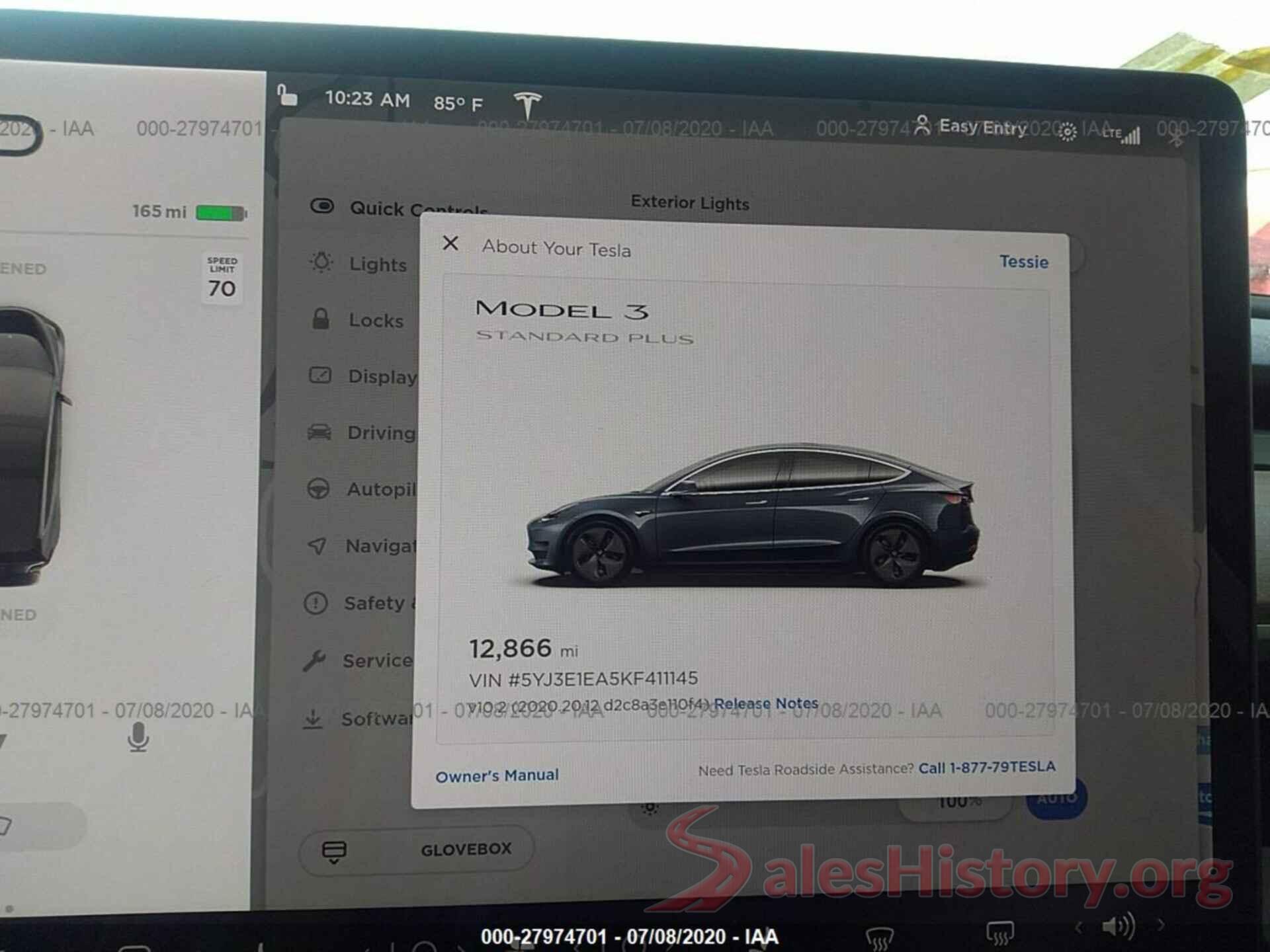 5YJ3E1EA5KF411145 2019 TESLA MODEL 3