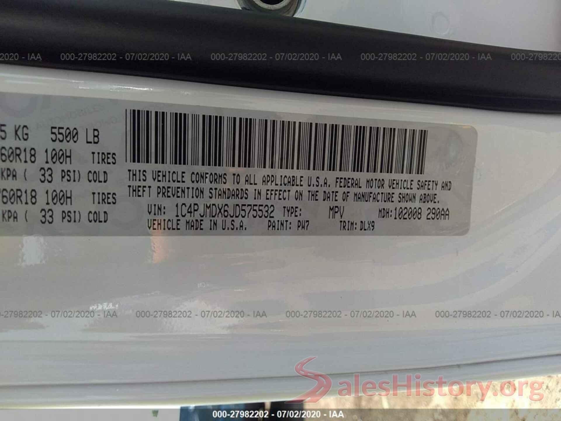 1C4PJMDX6JD575532 2018 Jeep Cherokee