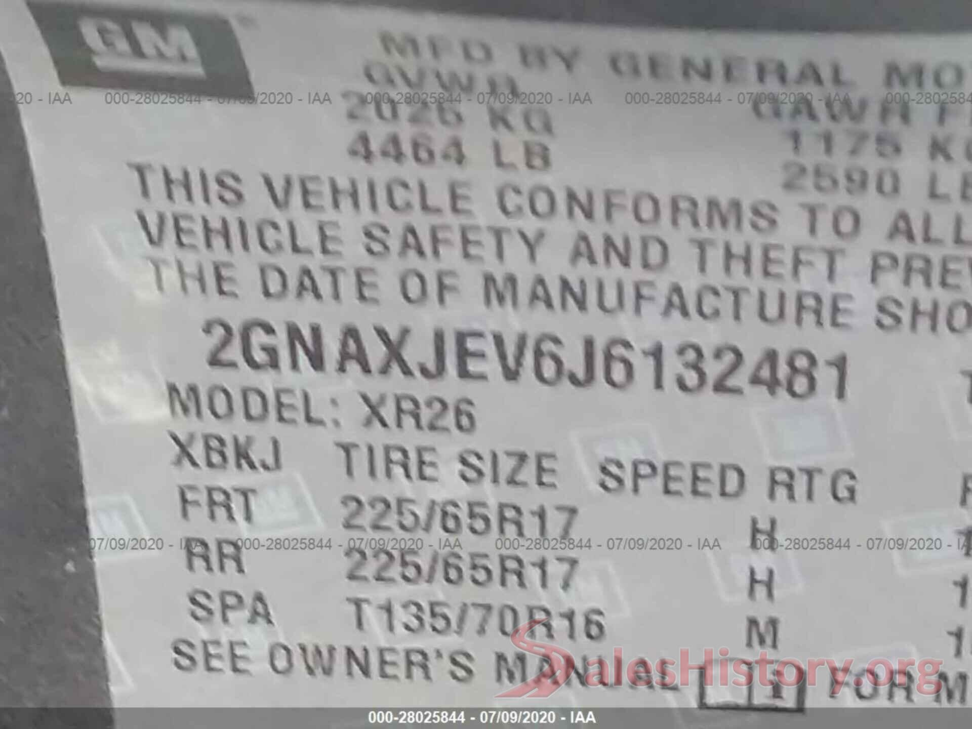 2GNAXJEV6J6132481 2018 Chevrolet Equinox