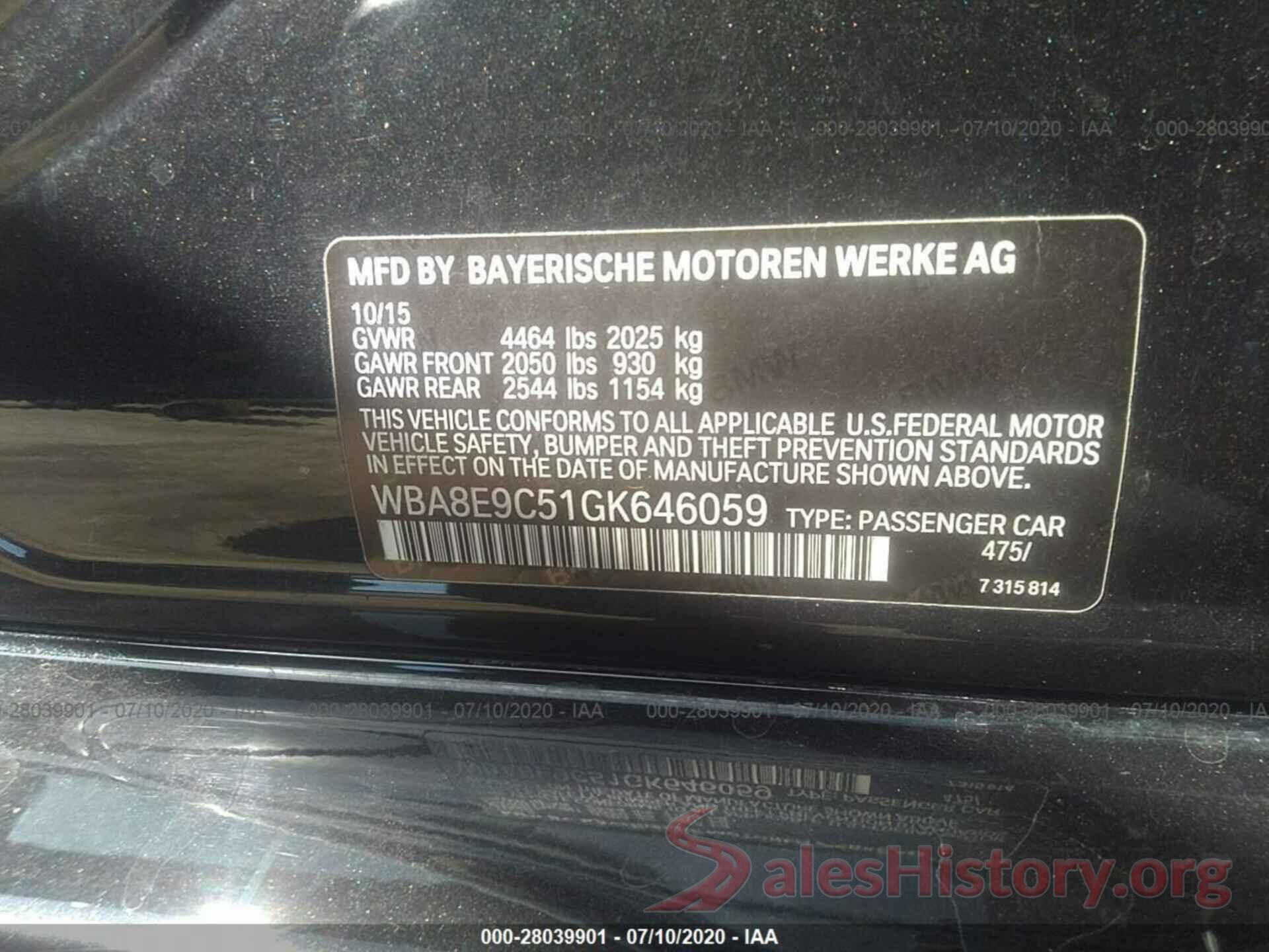 WBA8E9C51GK646059 2016 BMW 3 SERIES