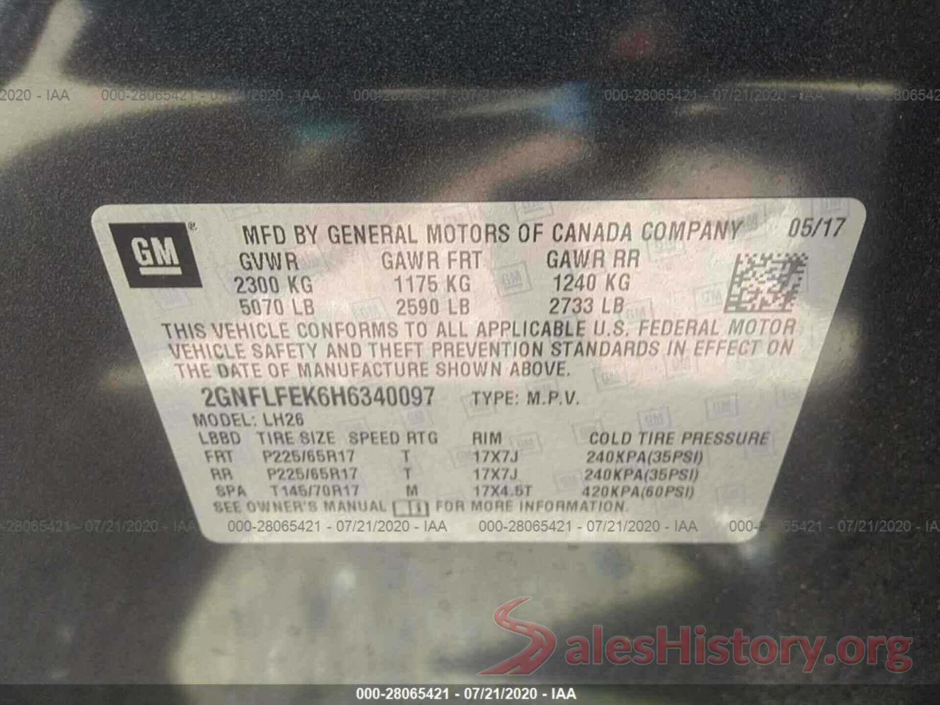 2GNFLFEK6H6340097 2017 Chevrolet Equinox