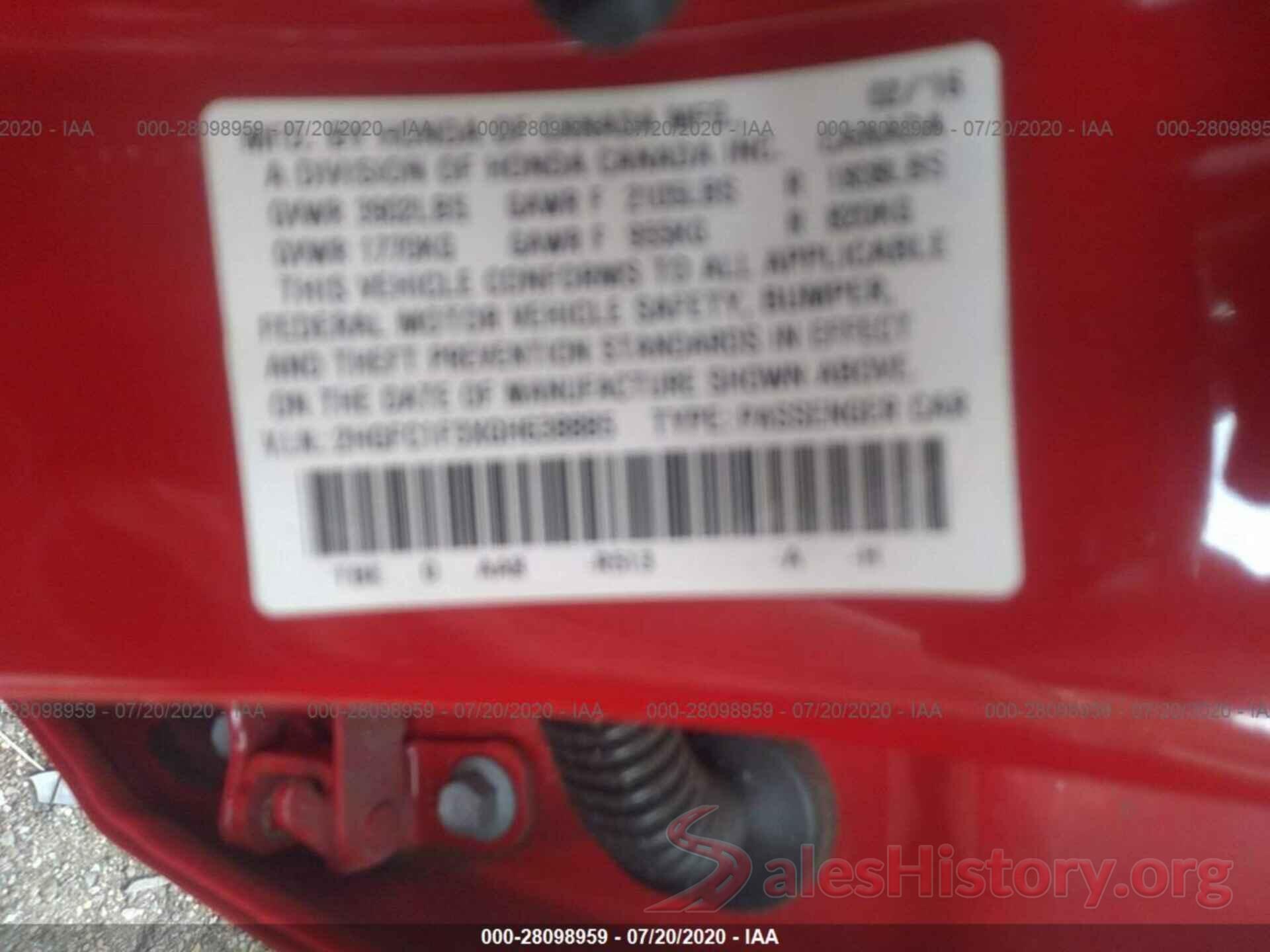 2HGFC1F3XGH638885 2016 Honda Civic