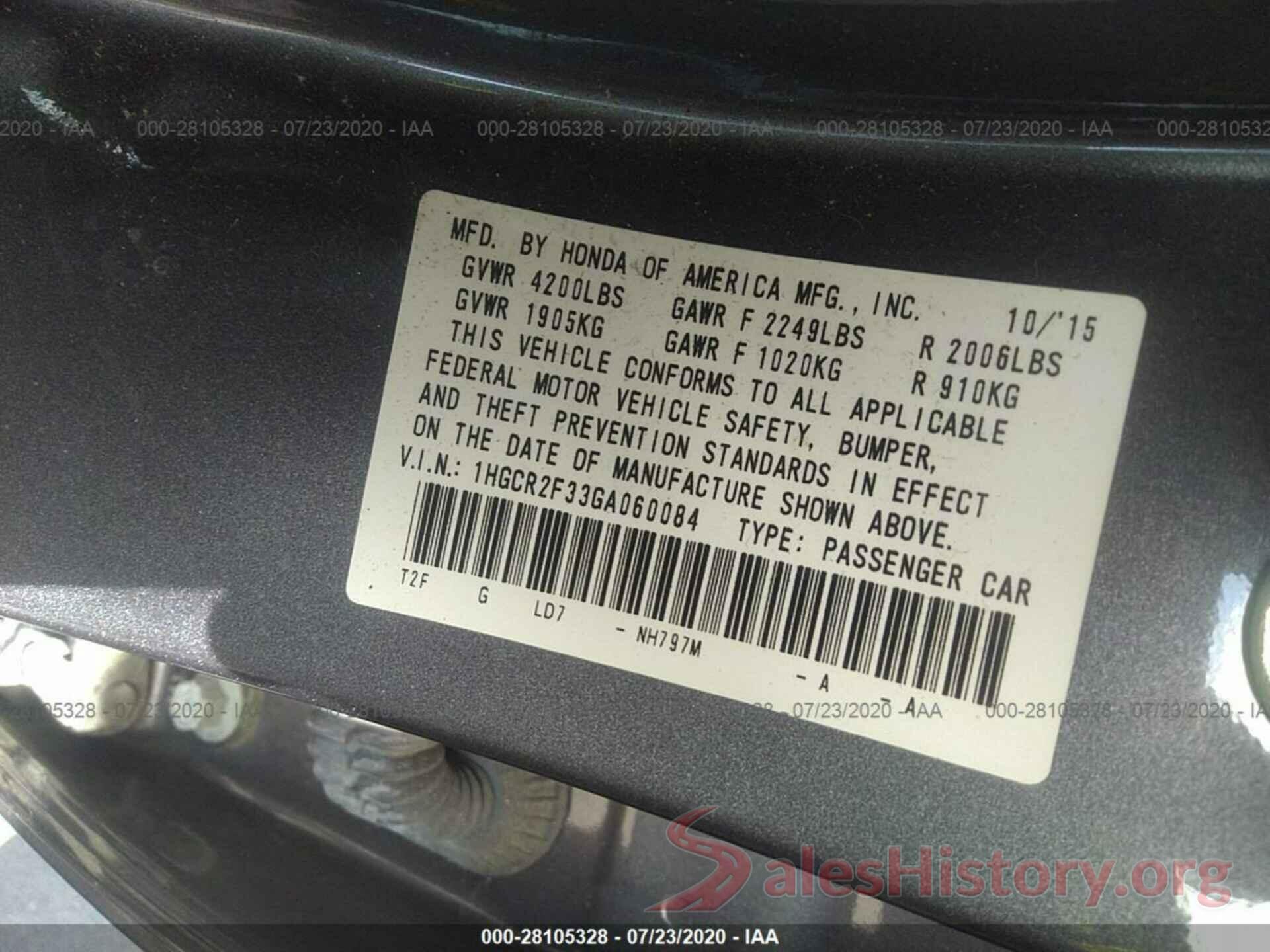 1HGCR2F33GA060084 2016 Honda Accord