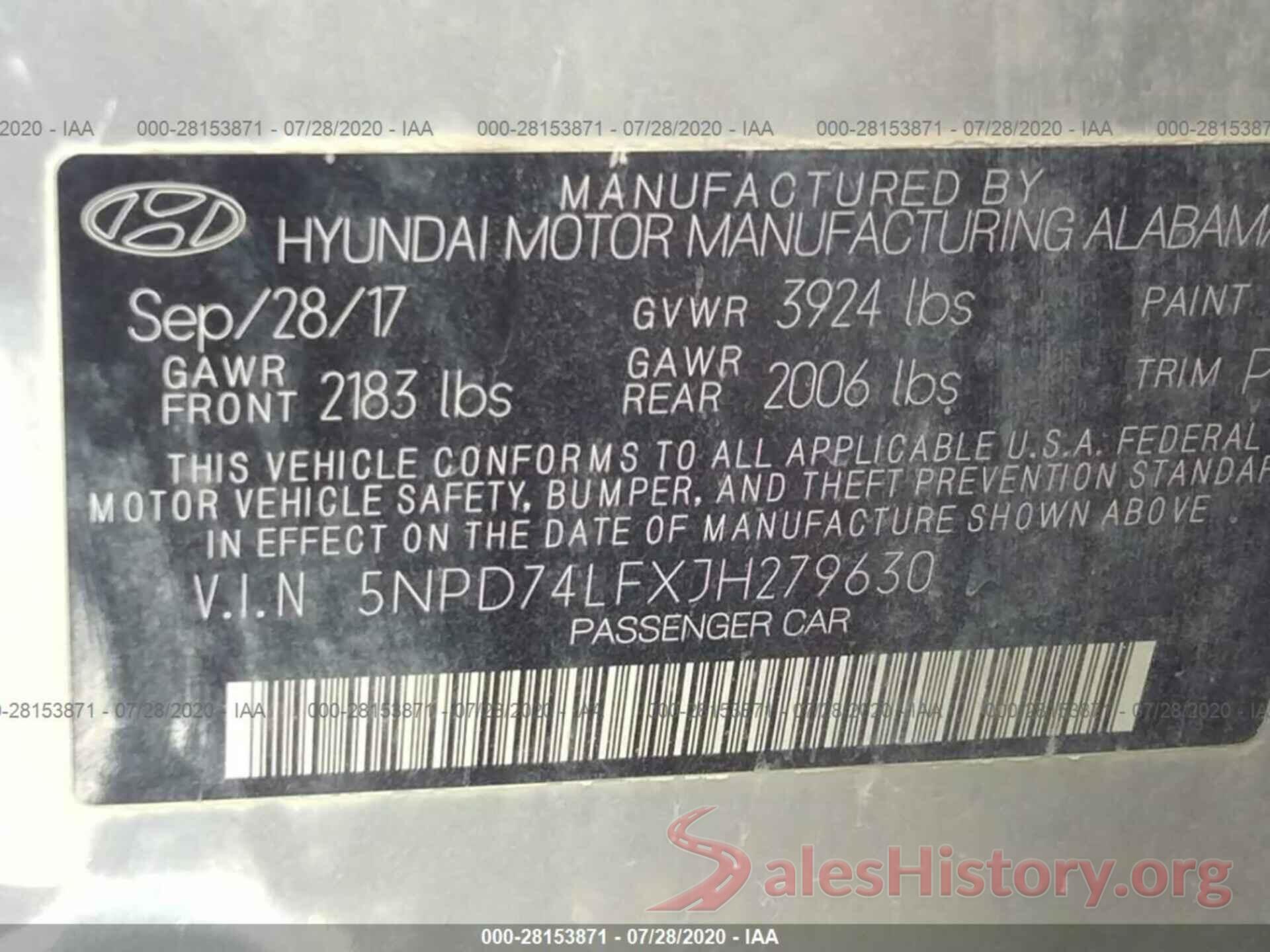 5NPD74LFXJH279630 2018 HYUNDAI ELANTRA