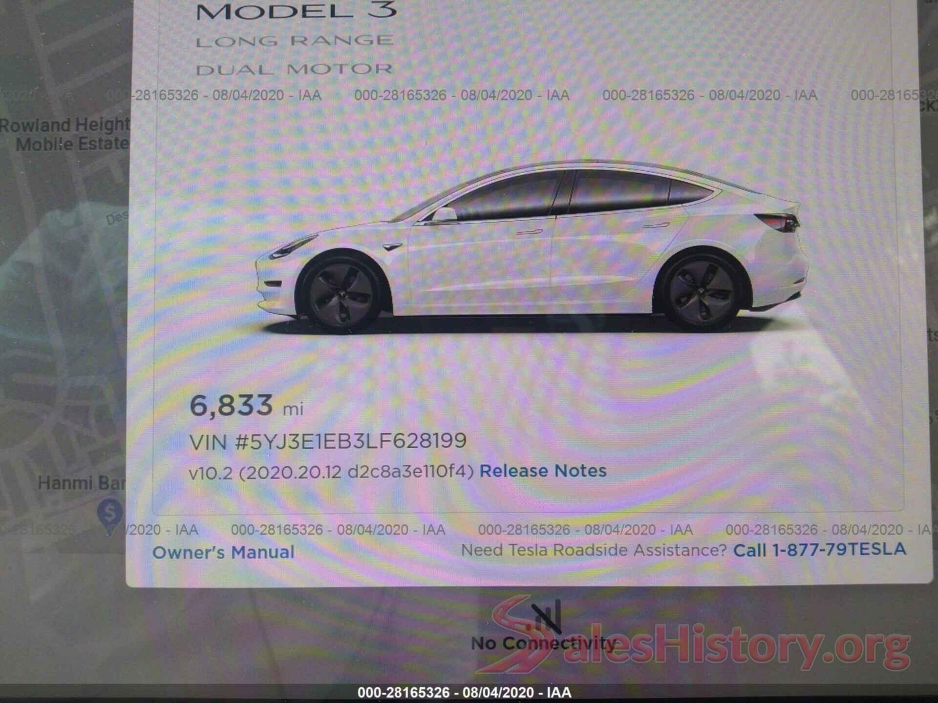 5YJ3E1EB3LF628199 2020 TESLA MODEL 3