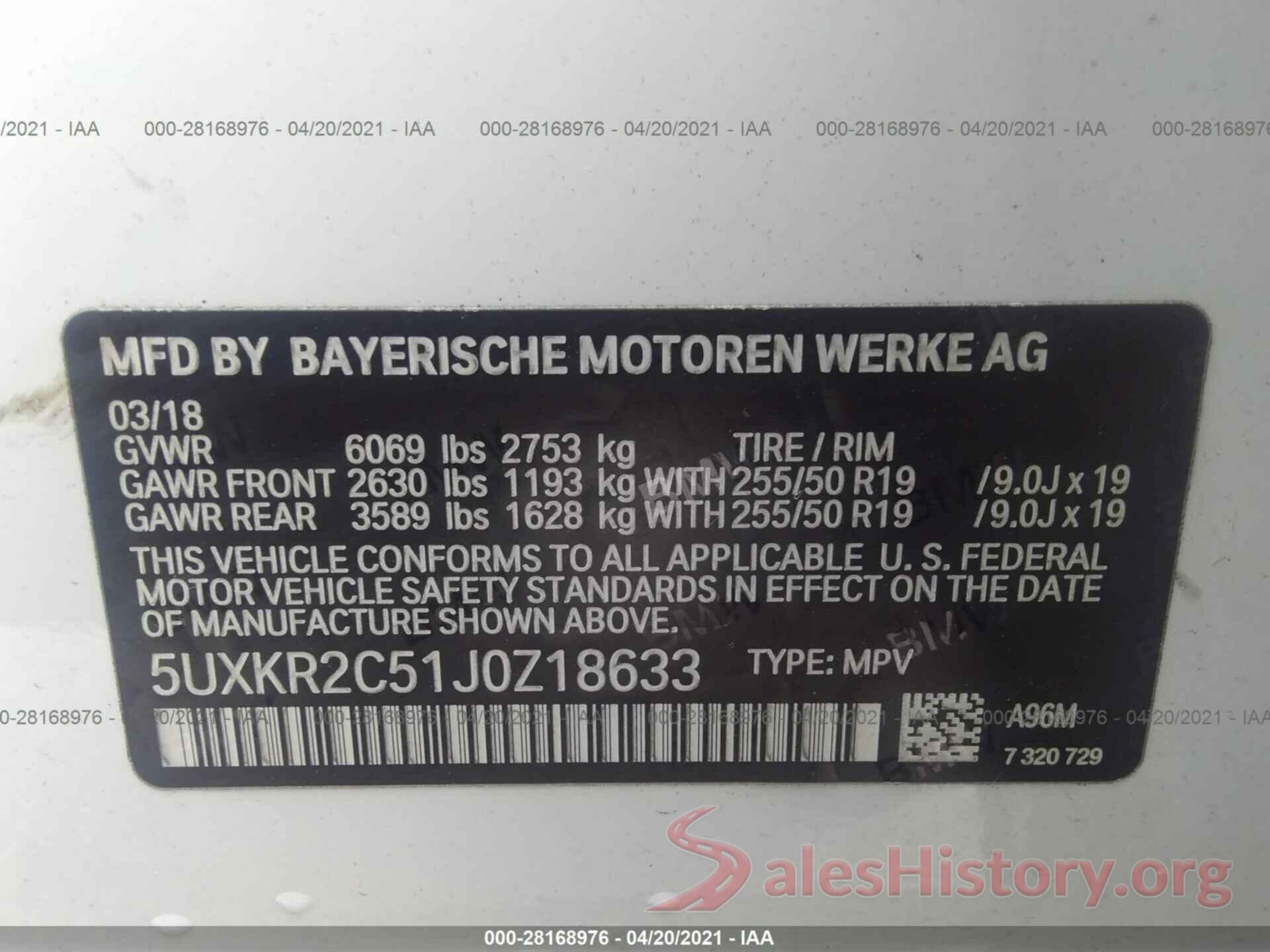 5UXKR2C51J0Z18633 2018 BMW X5