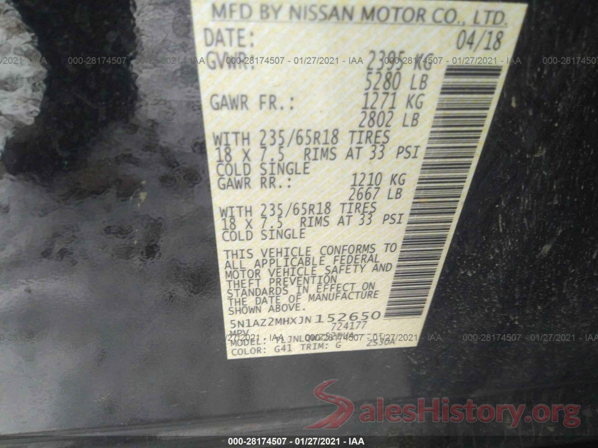 5N1AZ2MHXJN152650 2018 NISSAN MURANO