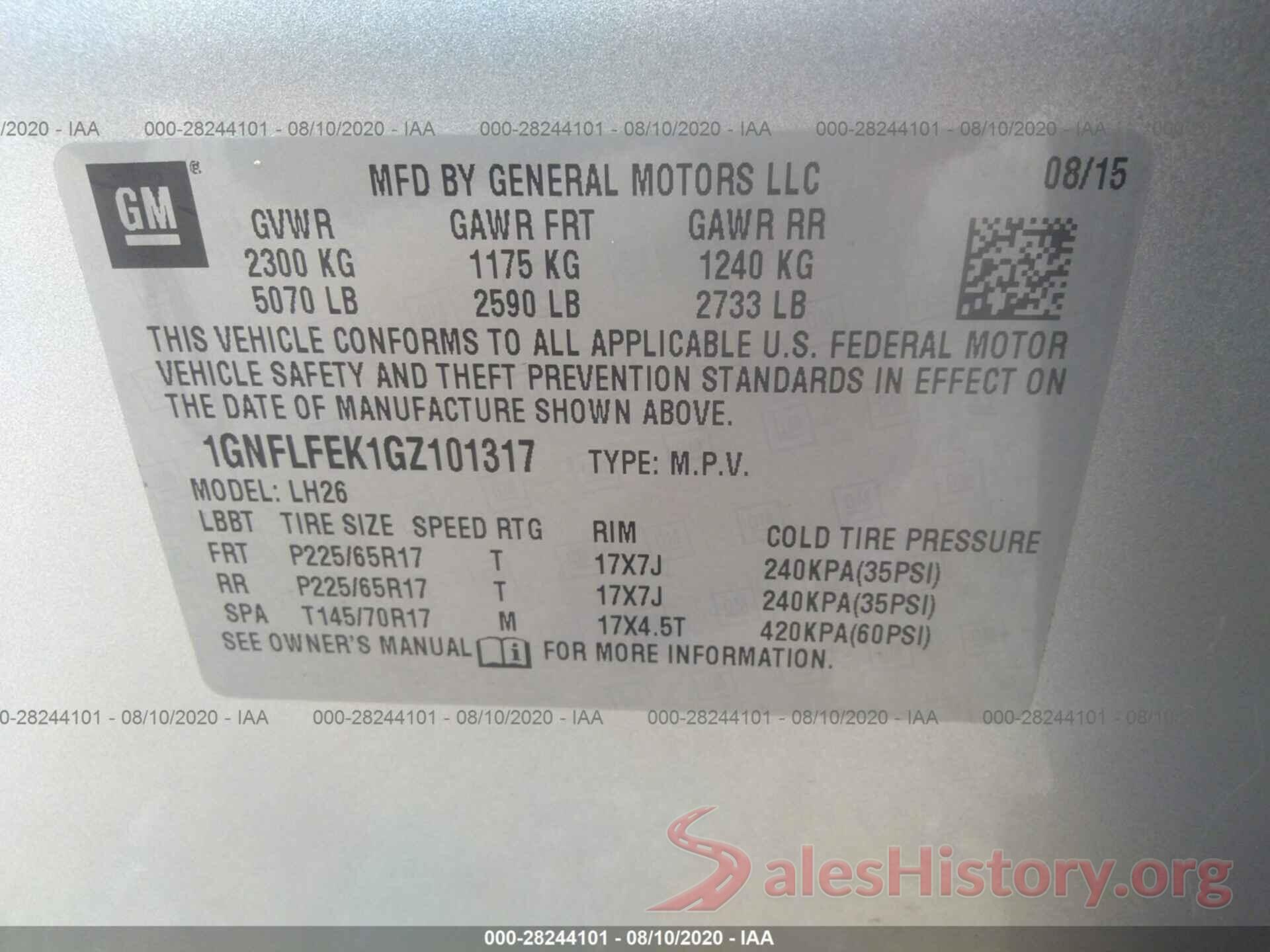 1GNFLFEK1GZ101317 2016 CHEVROLET EQUINOX