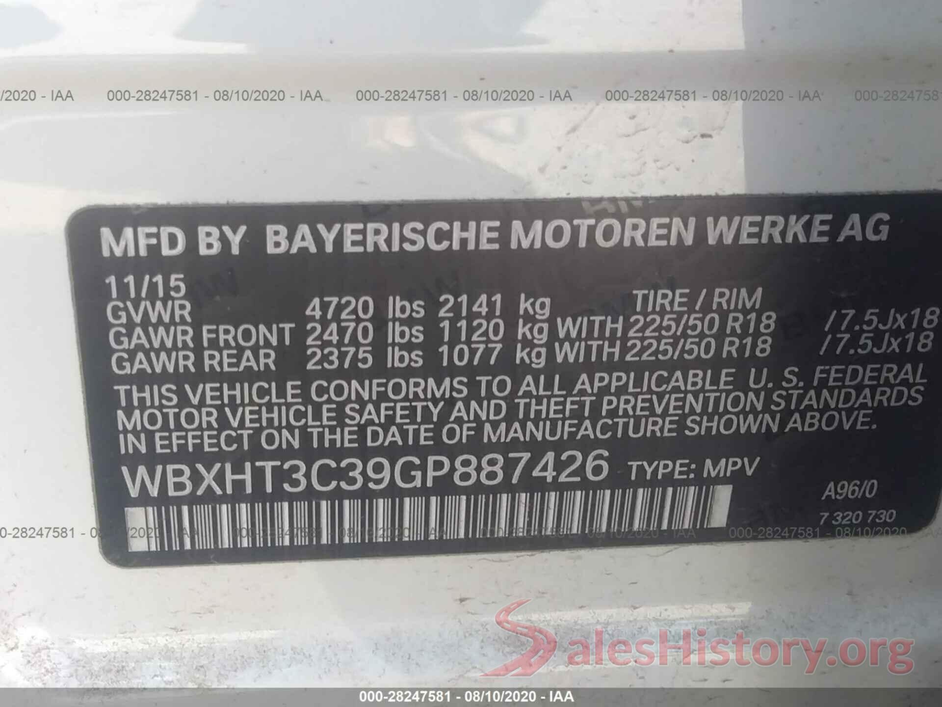 WBXHT3C39GP887426 2016 BMW X1