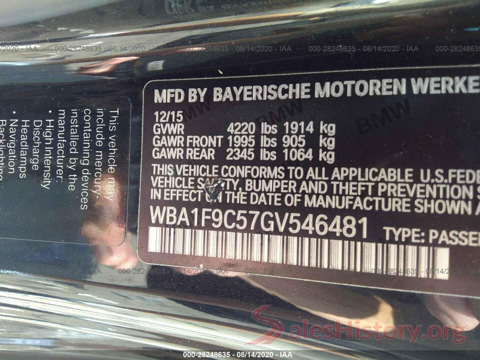 WBA1F9C57GV546481 2016 BMW 2 SERIES