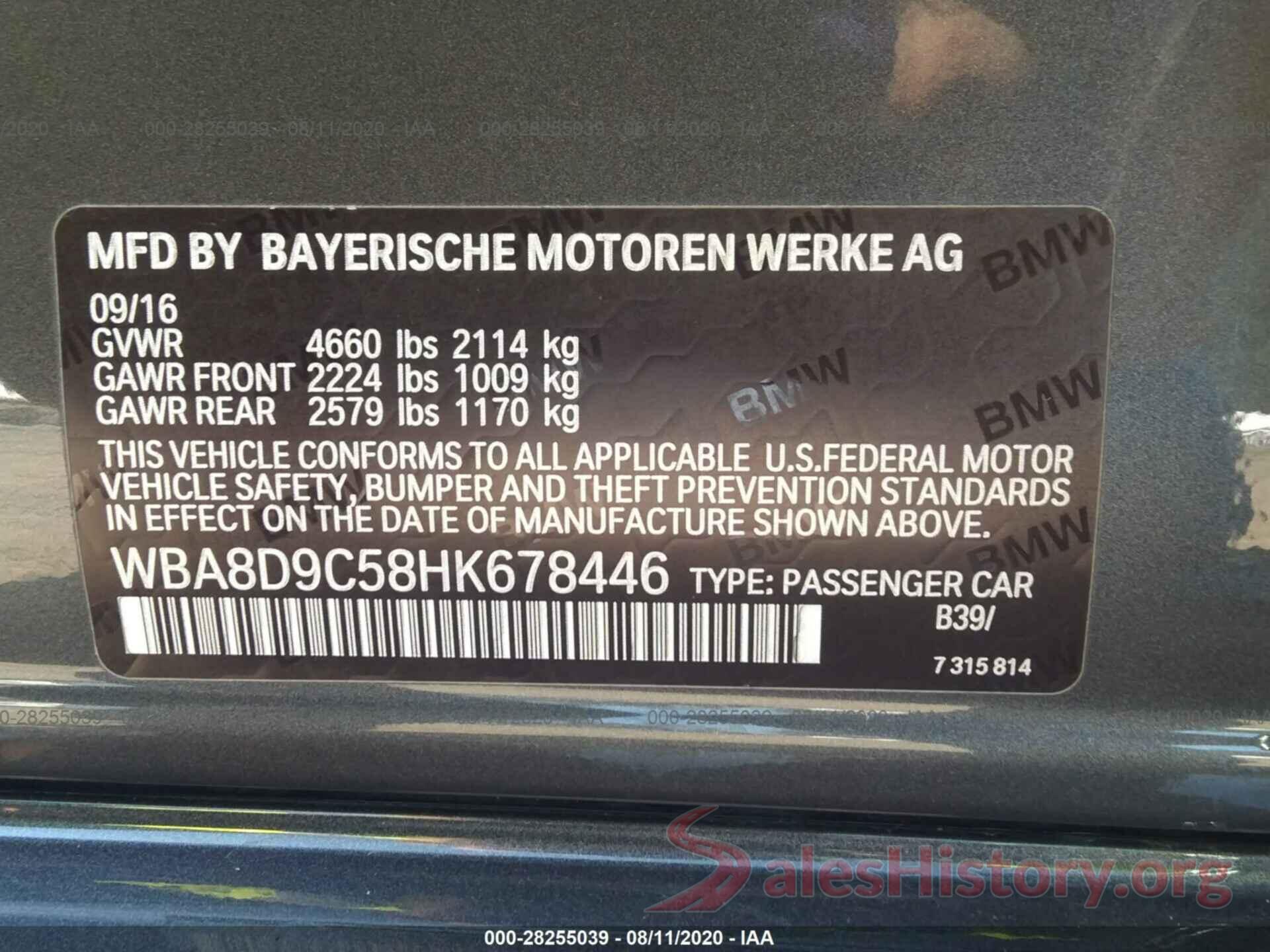 WBA8D9C58HK678446 2017 BMW 3 SERIES