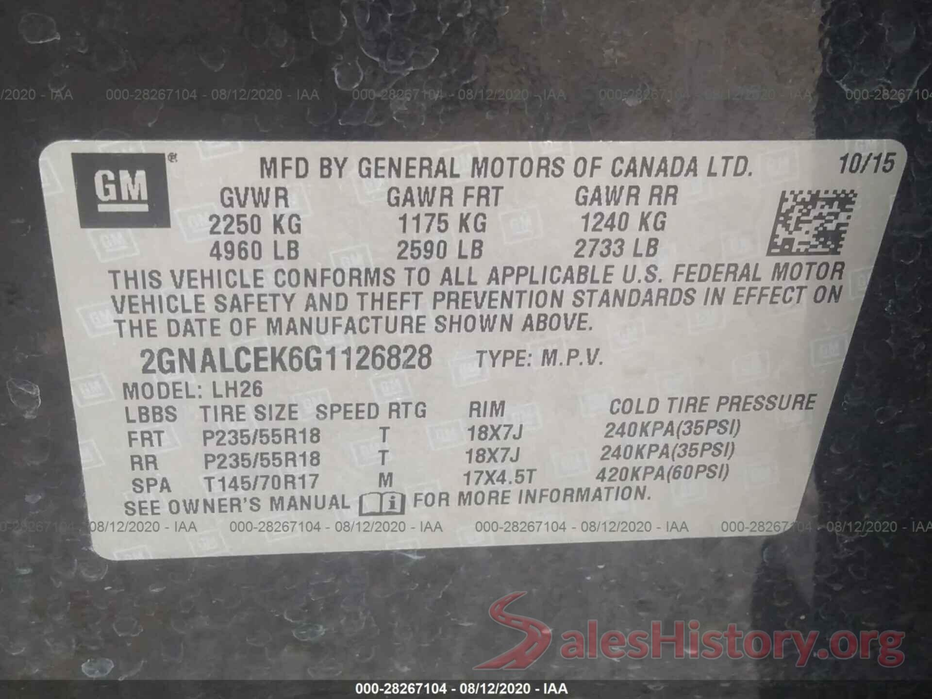 2GNALCEK6G1126828 2016 CHEVROLET EQUINOX