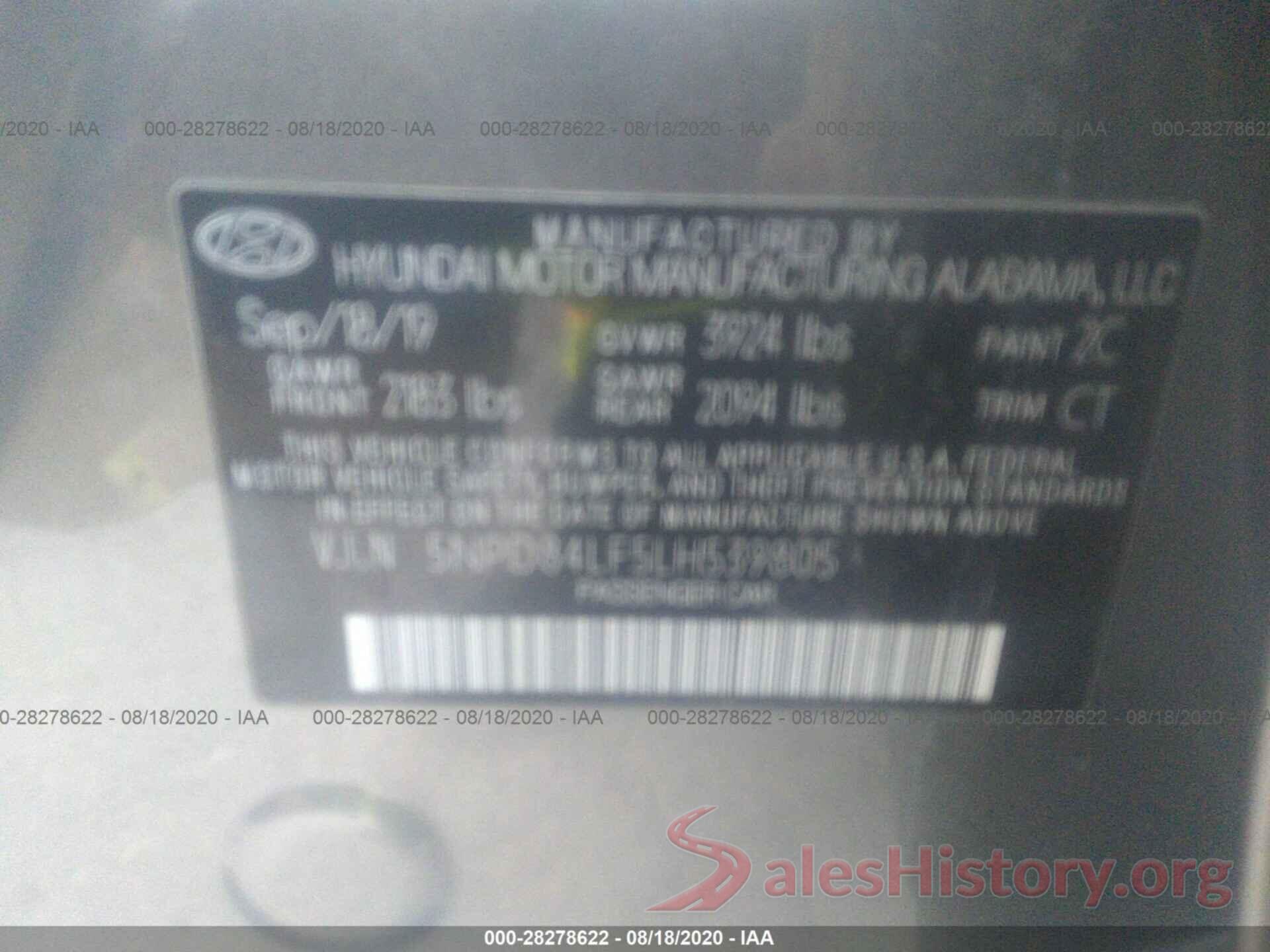 5NPD84LF5LH539805 2020 HYUNDAI ELANTRA