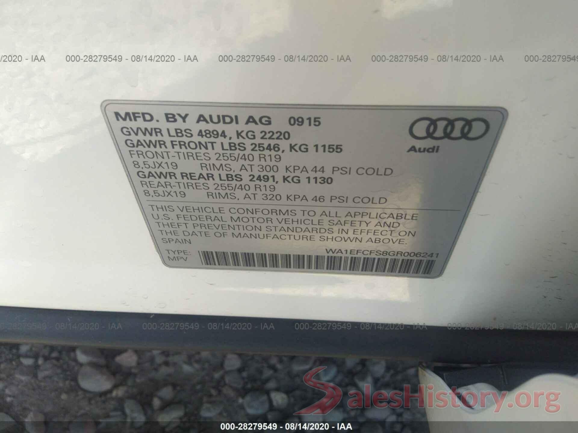 WA1EFCFS8GR006241 2016 AUDI Q3