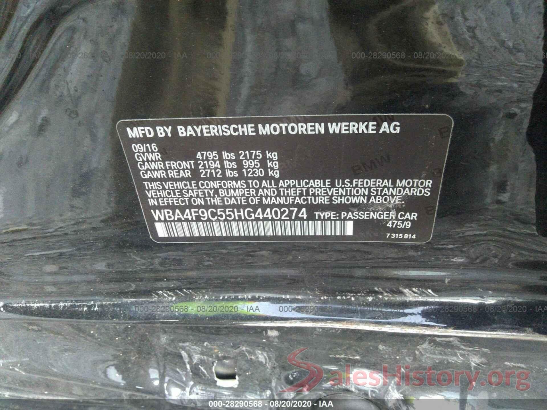 WBA4F9C55HG440274 2017 BMW 4 SERIES