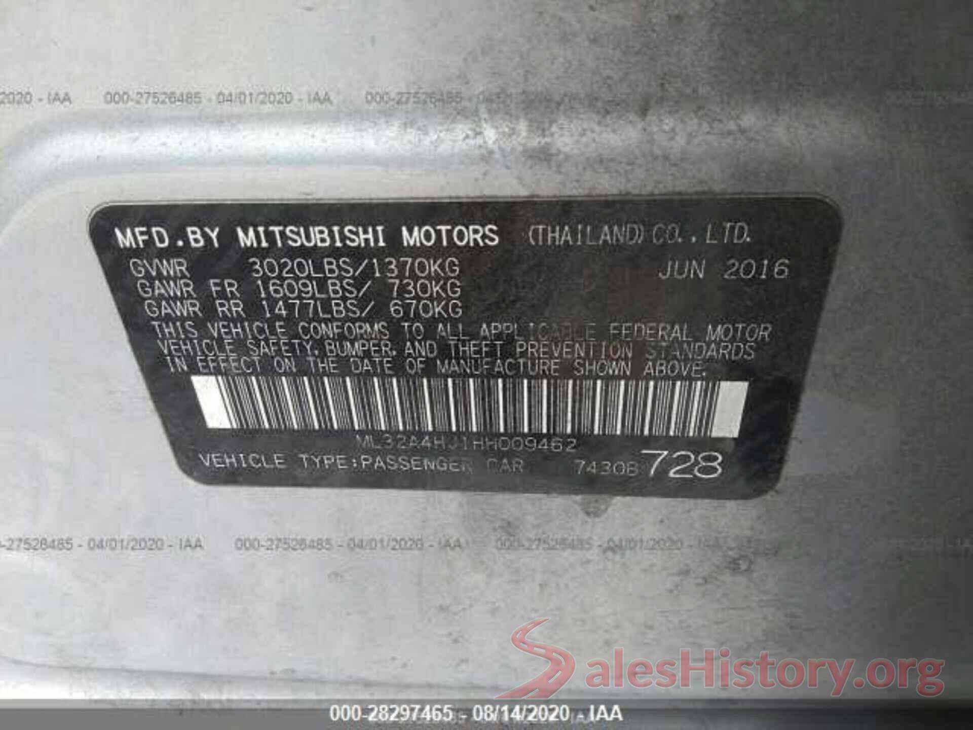 ML32A4HJ1HH009462 2017 MITSUBISHI MIRAGE