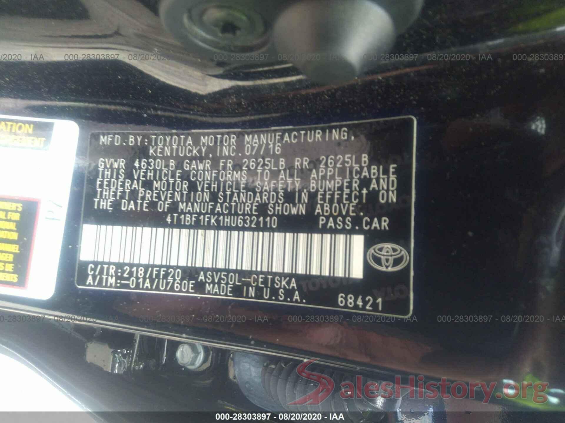 4T1BF1FK1HU632110 2017 TOYOTA CAMRY