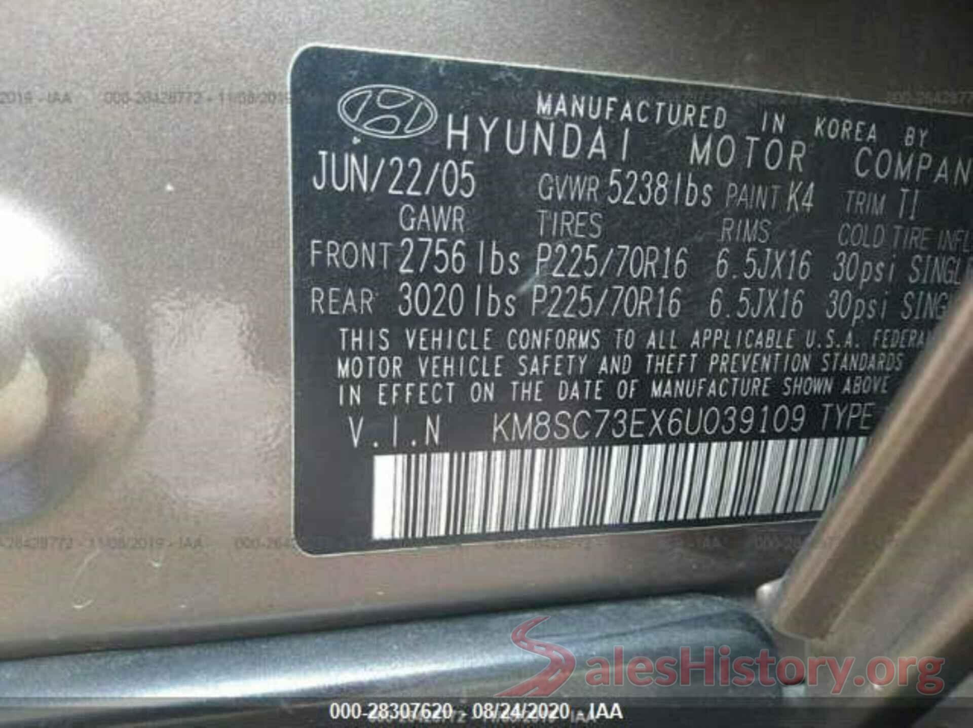 5YFBURHE7HP639706 2006 HYUNDAI SANTA FE