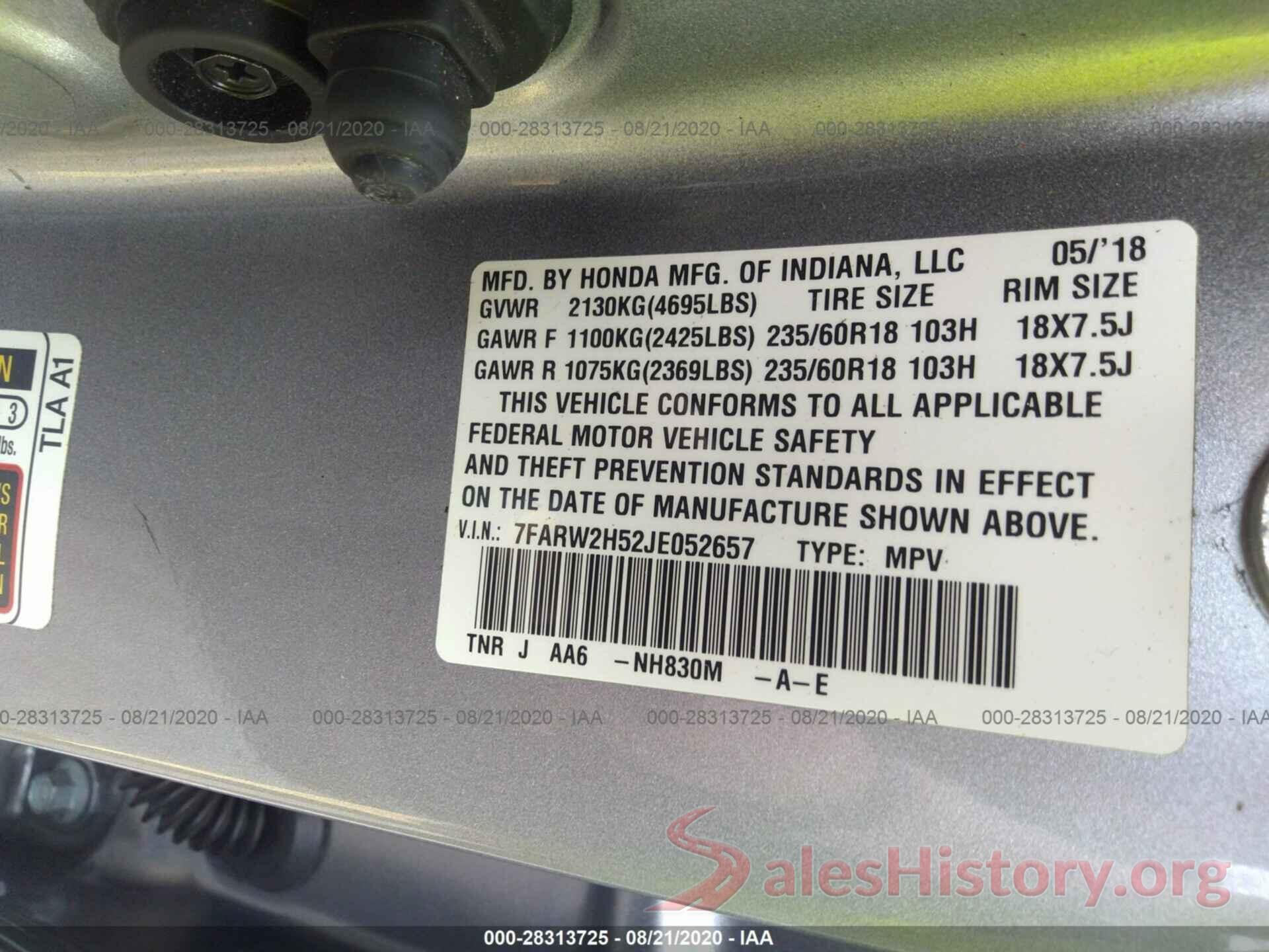 7FARW2H52JE052657 2018 HONDA CR-V