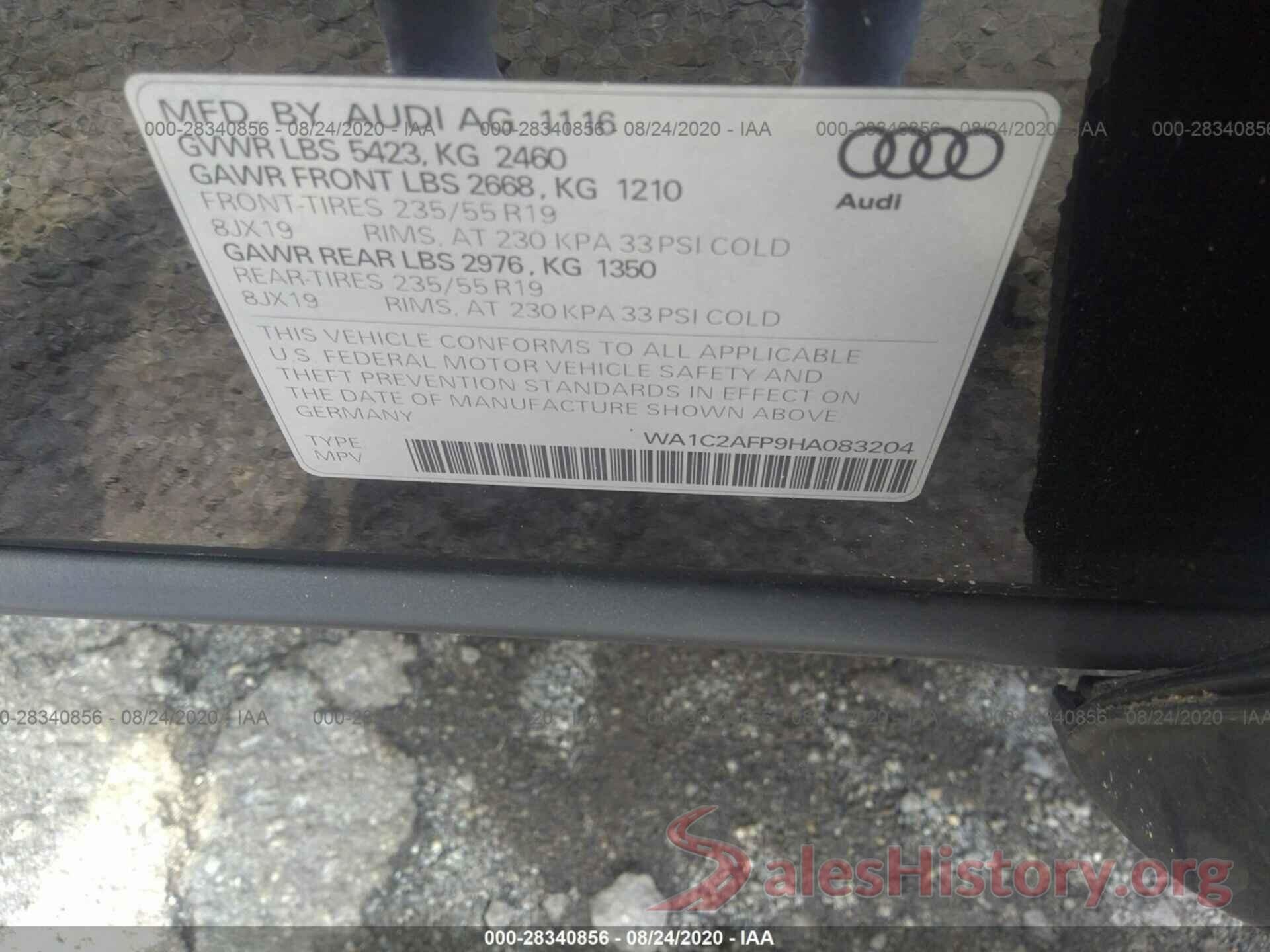 WA1C2AFP9HA083204 2017 AUDI Q5