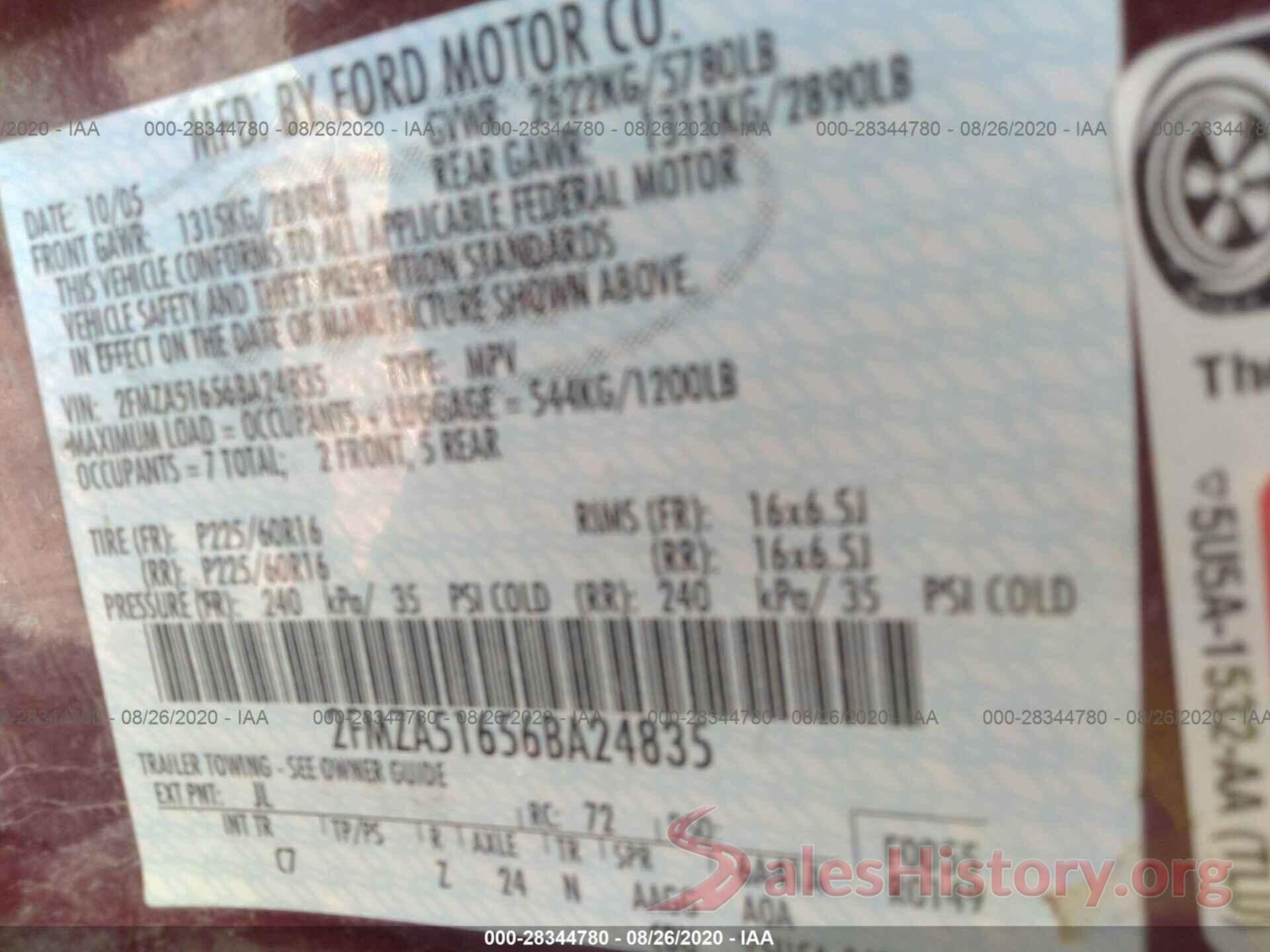 5YJSA1E29GF156328 2006 FORD FREESTAR WAGON