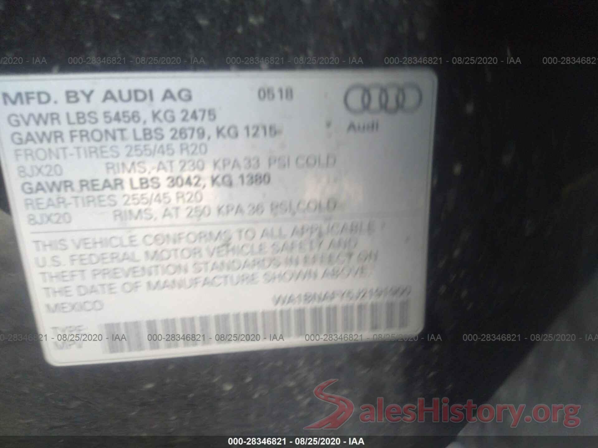 WA1BNAFY5J2191900 2018 AUDI Q5