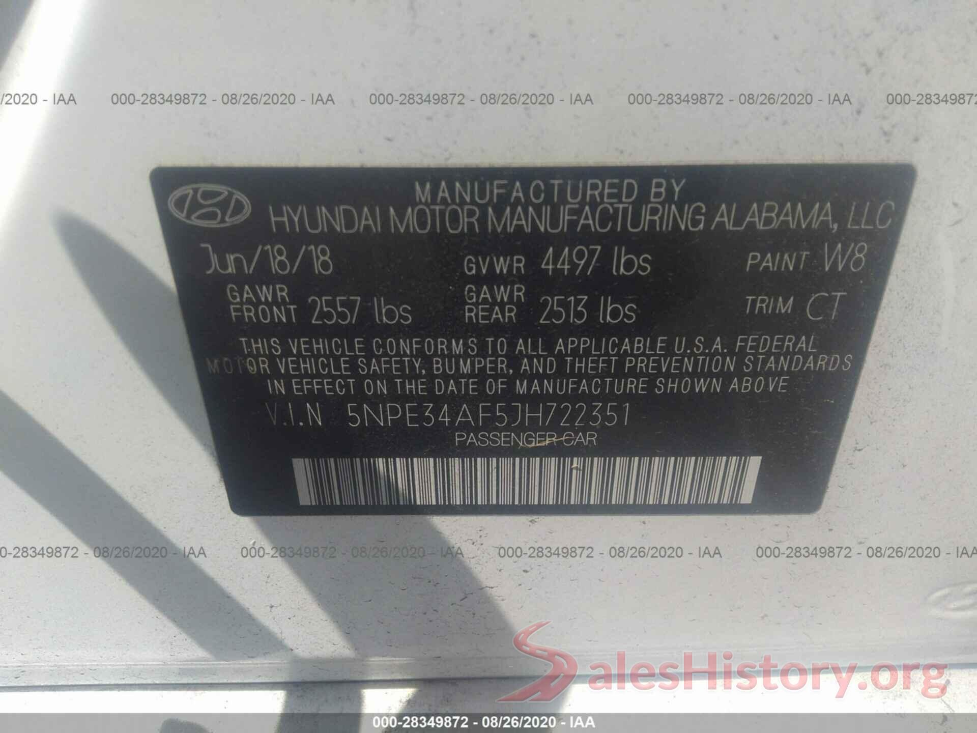 5NPE34AF5JH722351 2018 HYUNDAI SONATA