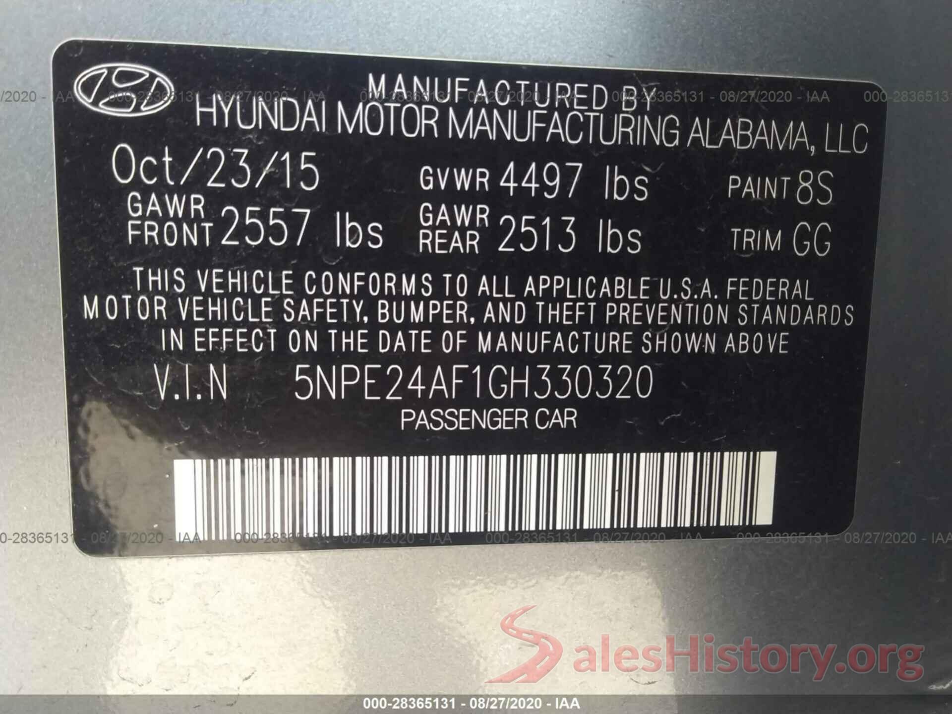 5NPE24AF1GH330320 2016 HYUNDAI SONATA