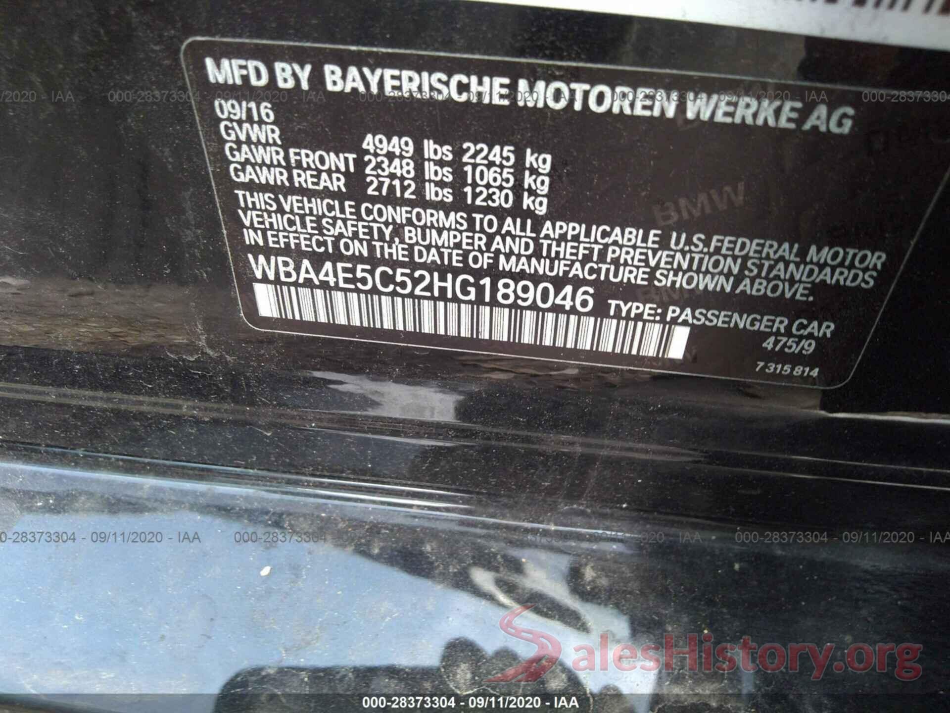 WBA4E5C52HG189046 2017 BMW 4 SERIES