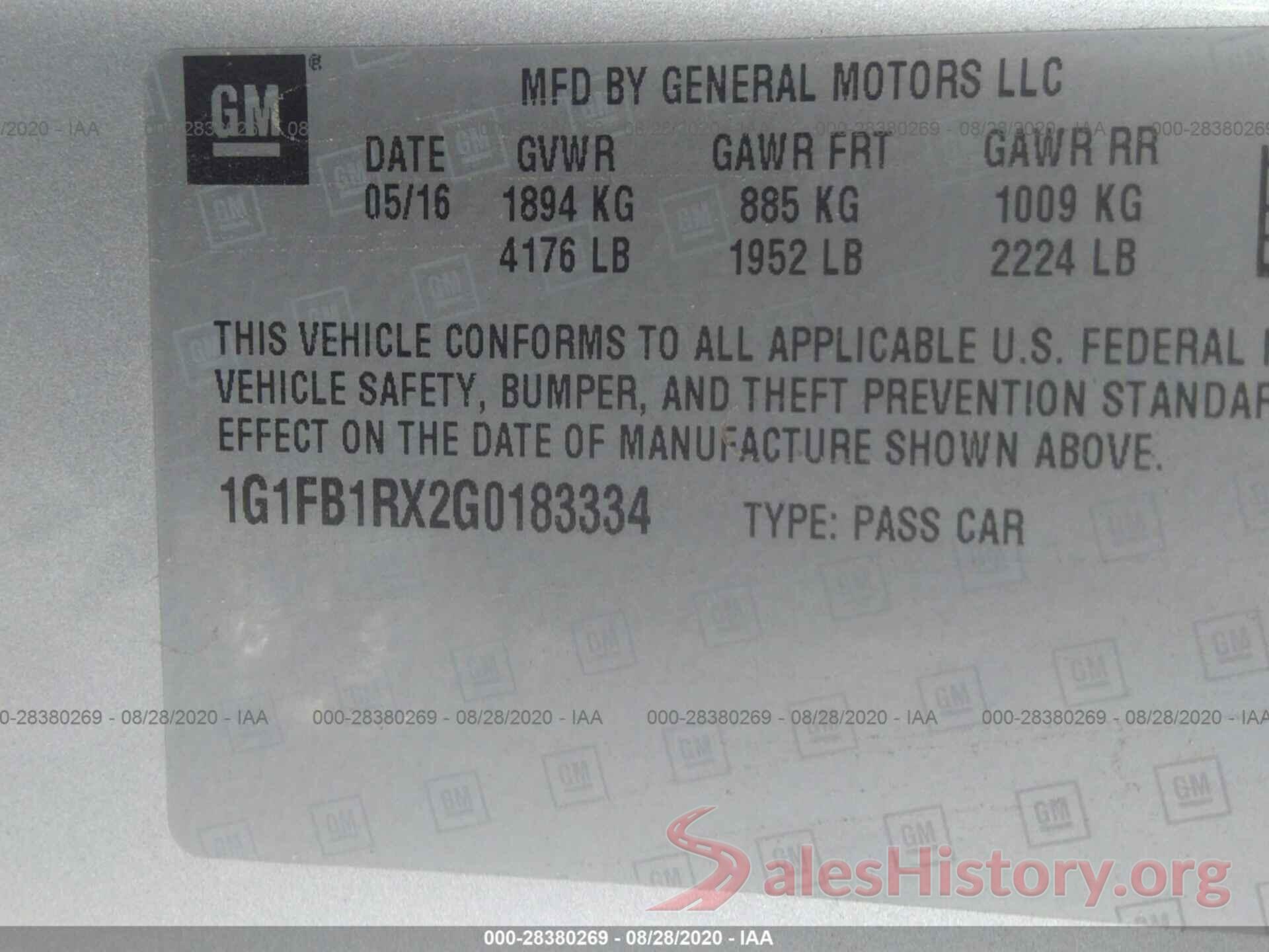 1G1FB1RX2G0183334 2016 CHEVROLET CAMARO